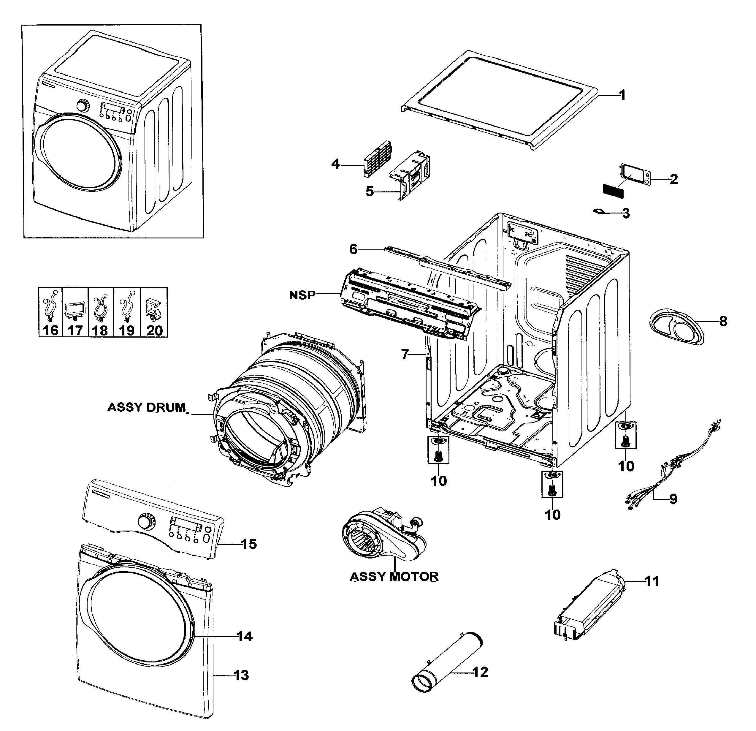 Samsung DV330AEB/XAA-03 main assy diagram