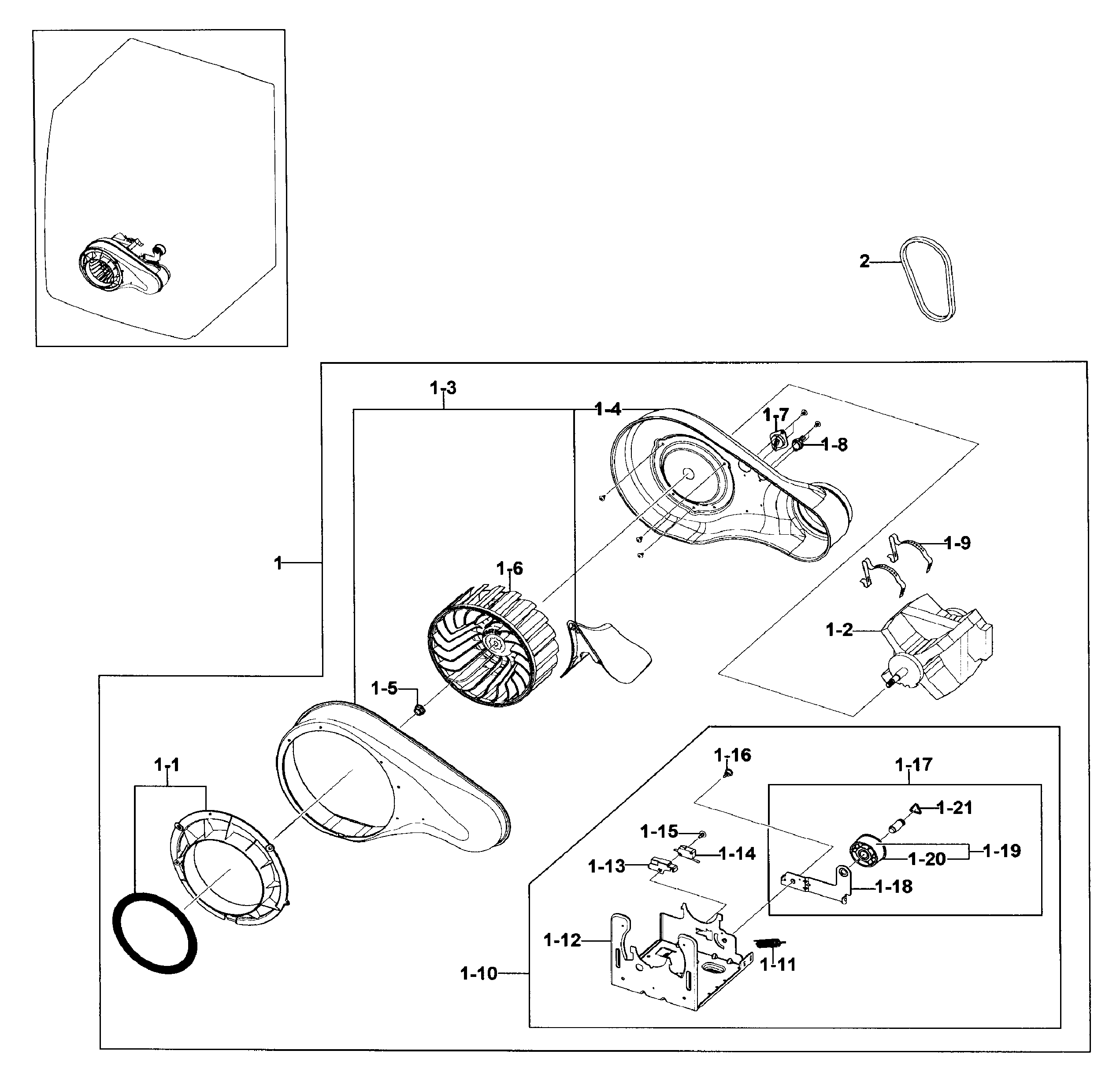Samsung DV330AEB/XAA-03 motor duct diagram