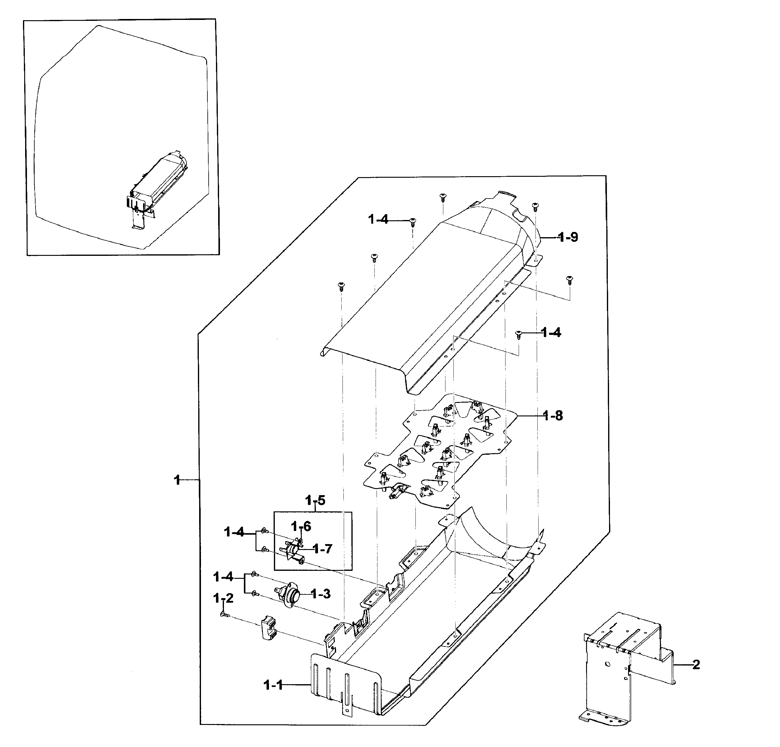 Samsung DV330AEB/XAA-03 duct heater diagram