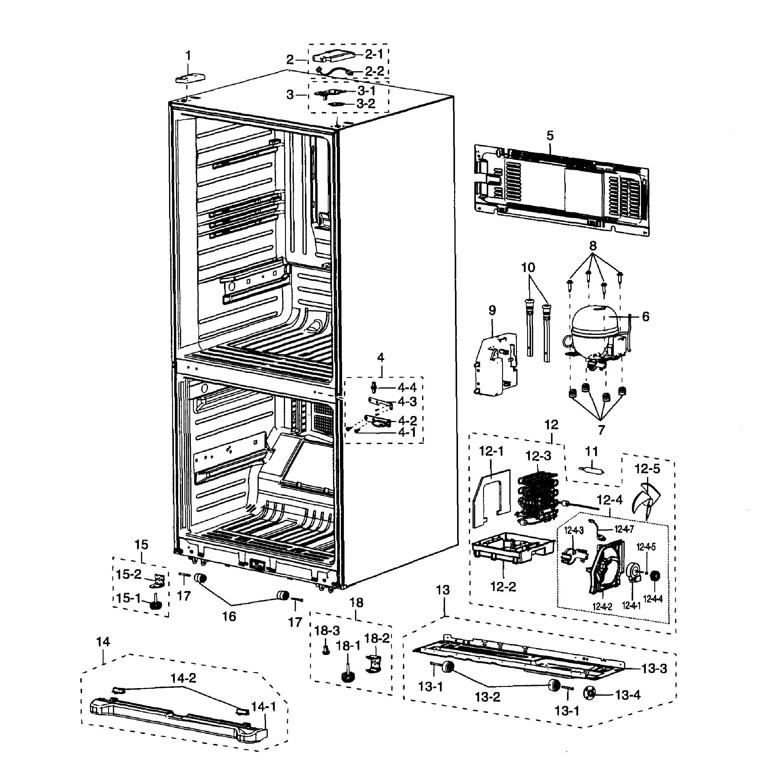 Samsung RB215ACPN/XAA-01 cabinet diagram