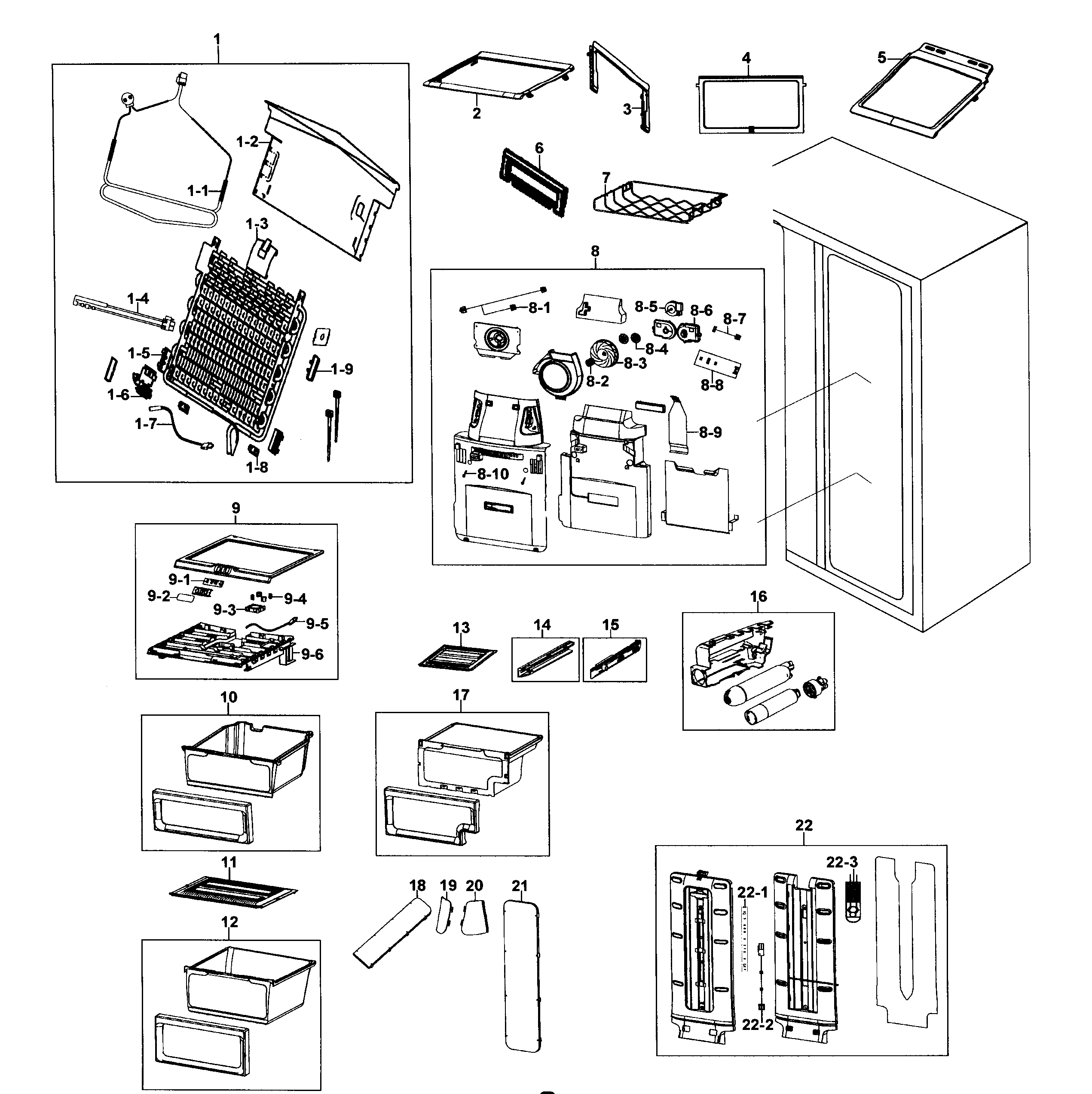Samsung RS267TDWP/XAA-00 refrigerator diagram