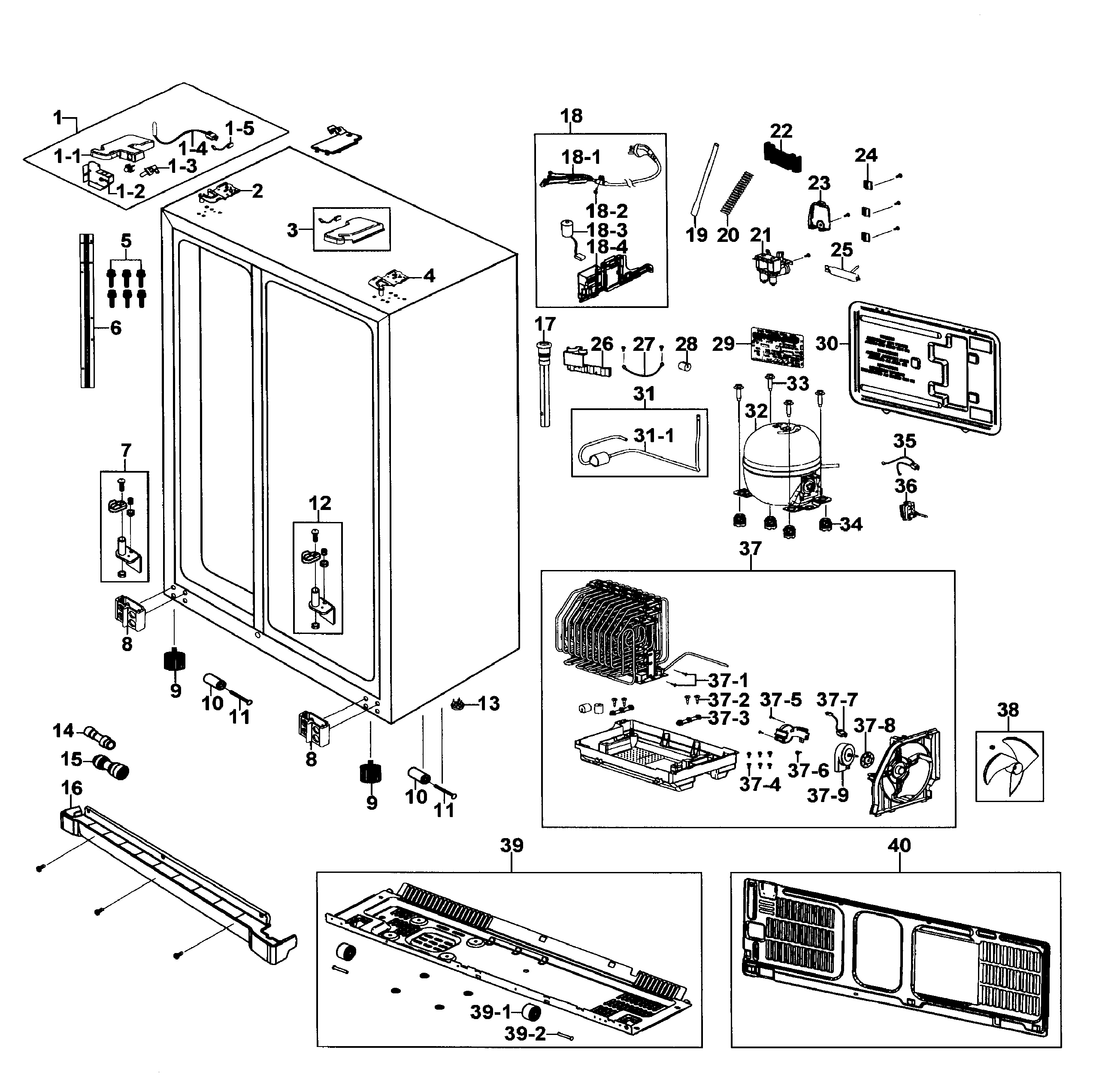 Samsung RS267TDWP/XAA-00 cabinet diagram