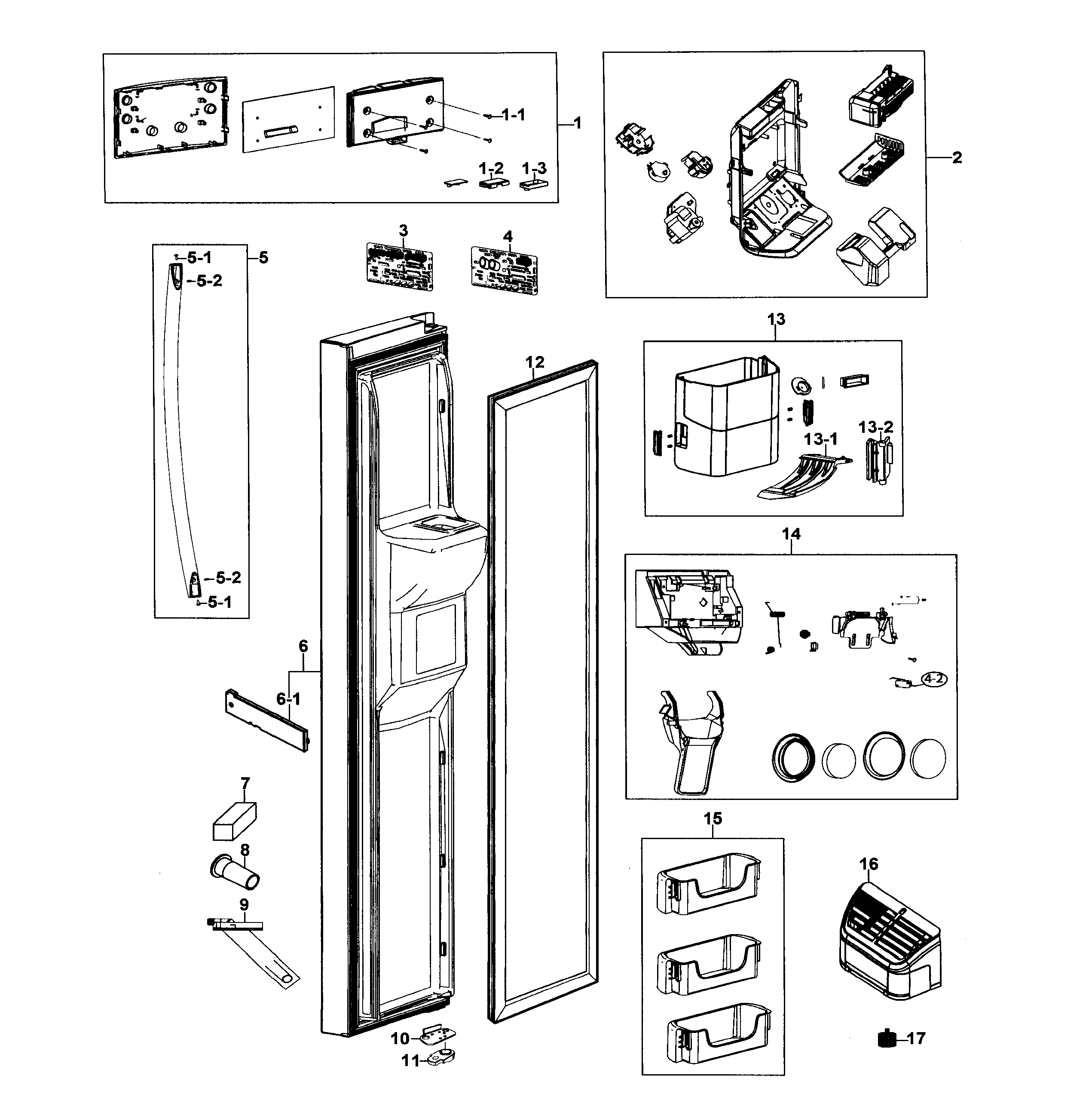 Samsung RS267TDWP/XAA-00 left door diagram