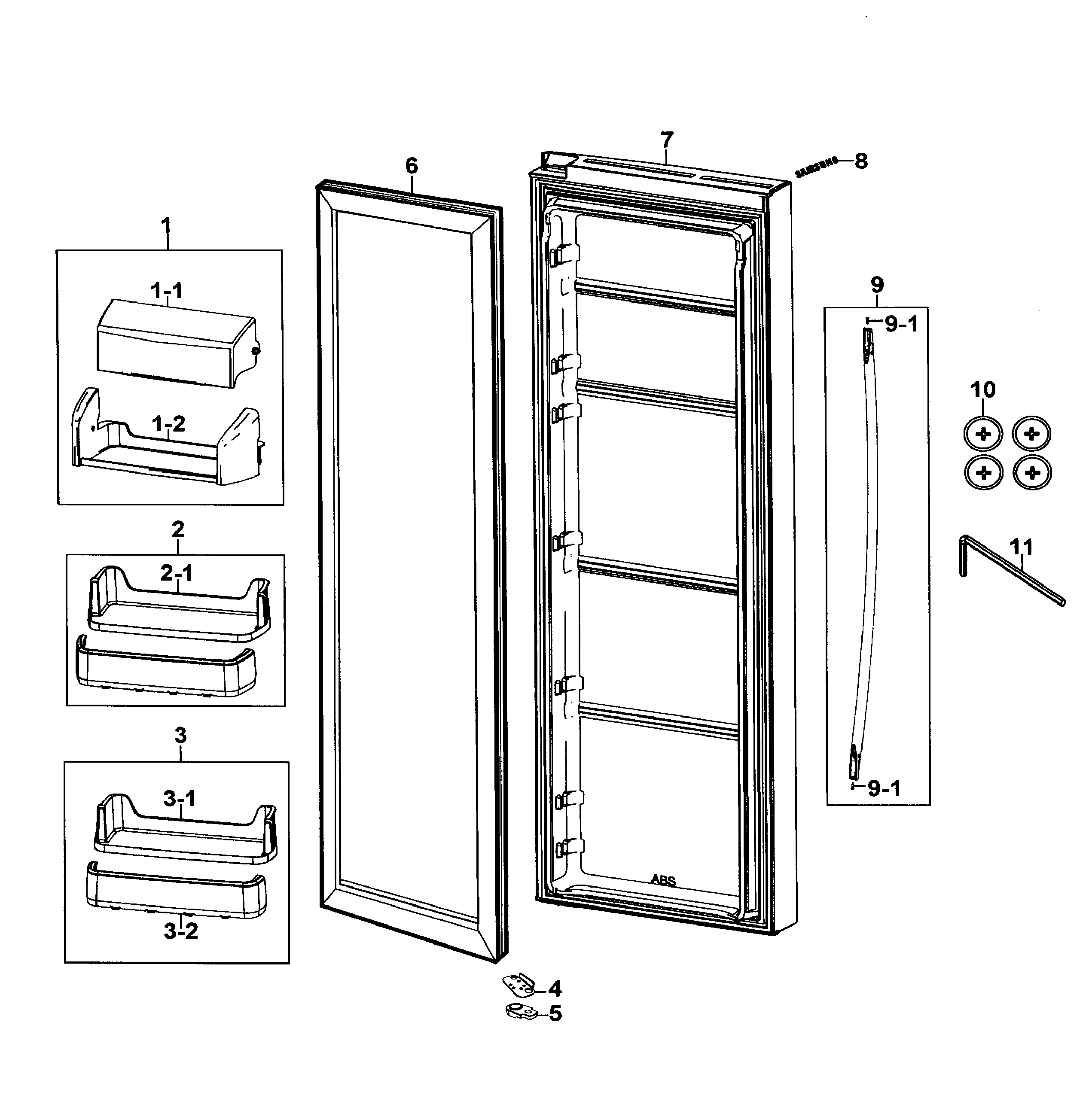 Samsung RS267TDWP/XAA-00 right door diagram
