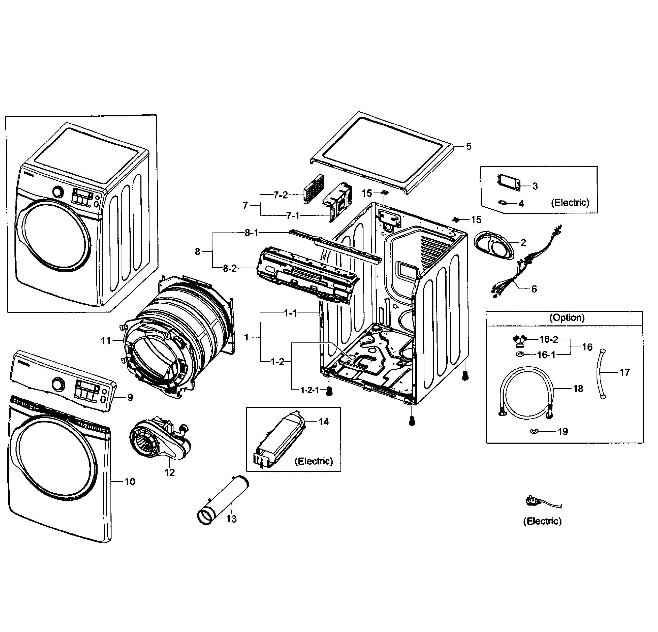 Samsung DV405ETPASU/AA-00 main assy diagram
