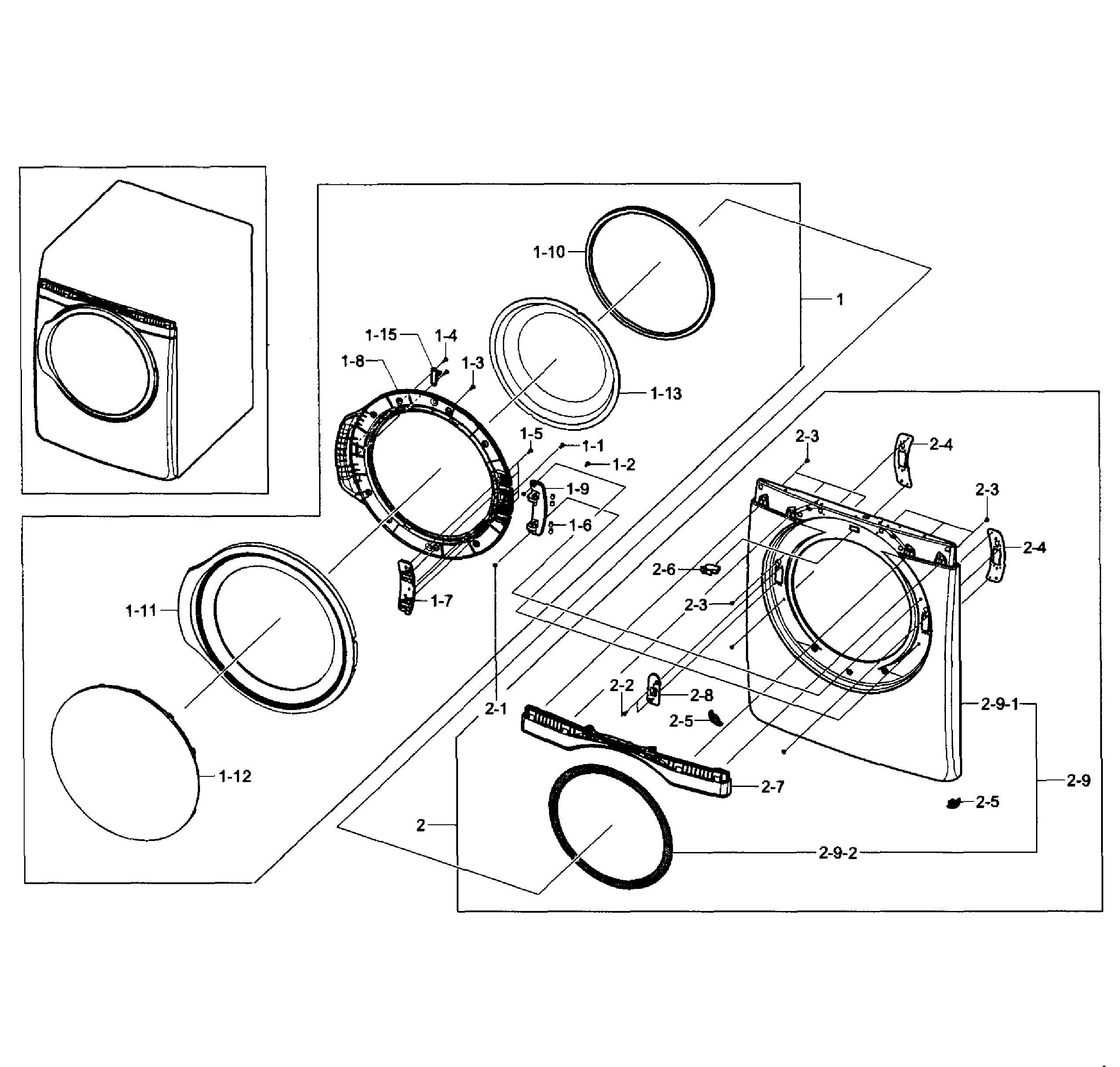 Samsung DV405ETPASU/AA-00 front/door assy diagram