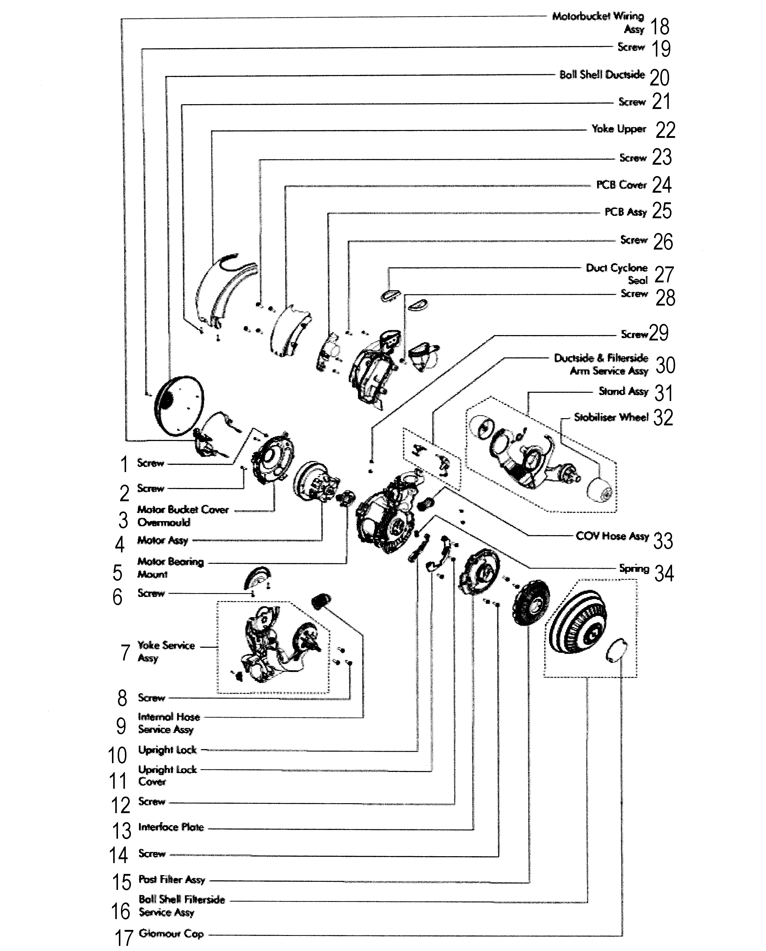 Dyson DC50 motor asy diagram