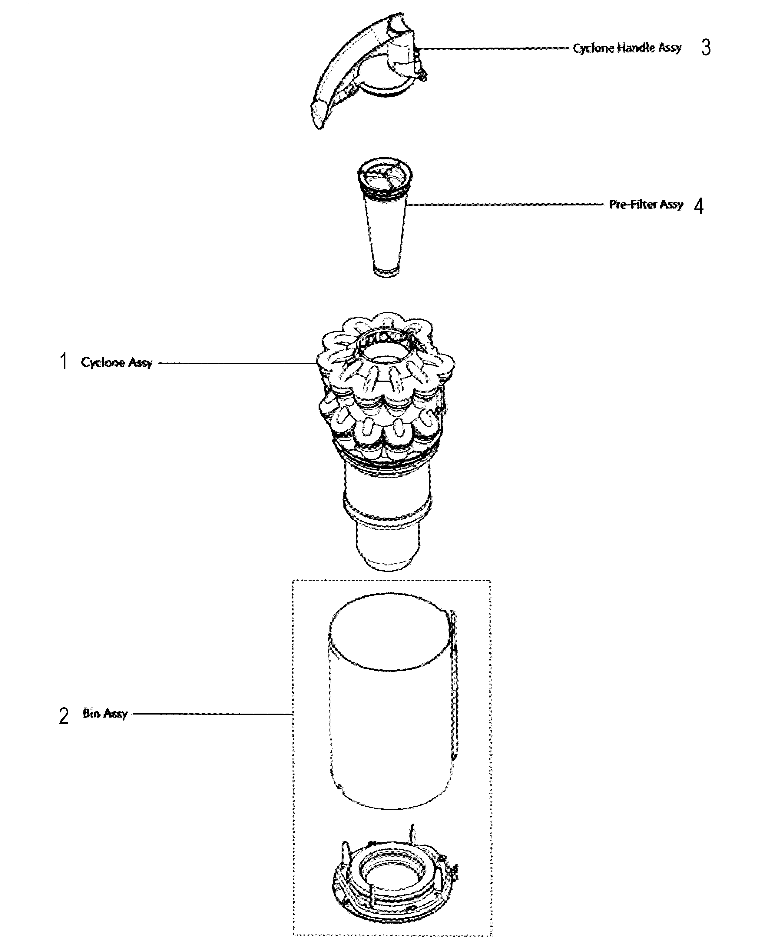 Dyson DC50 cyclone diagram