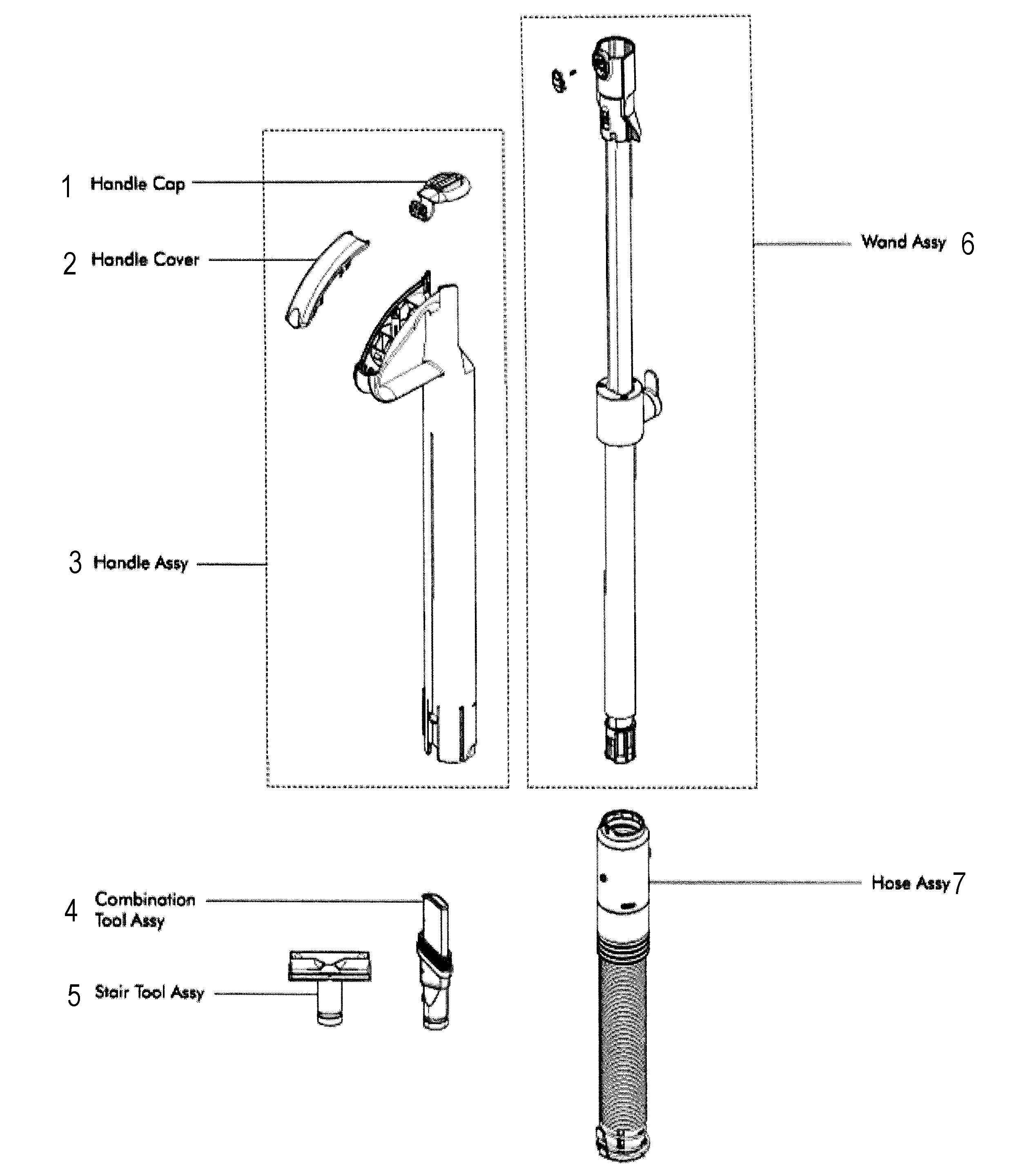 Dyson DC50 hose assy diagram