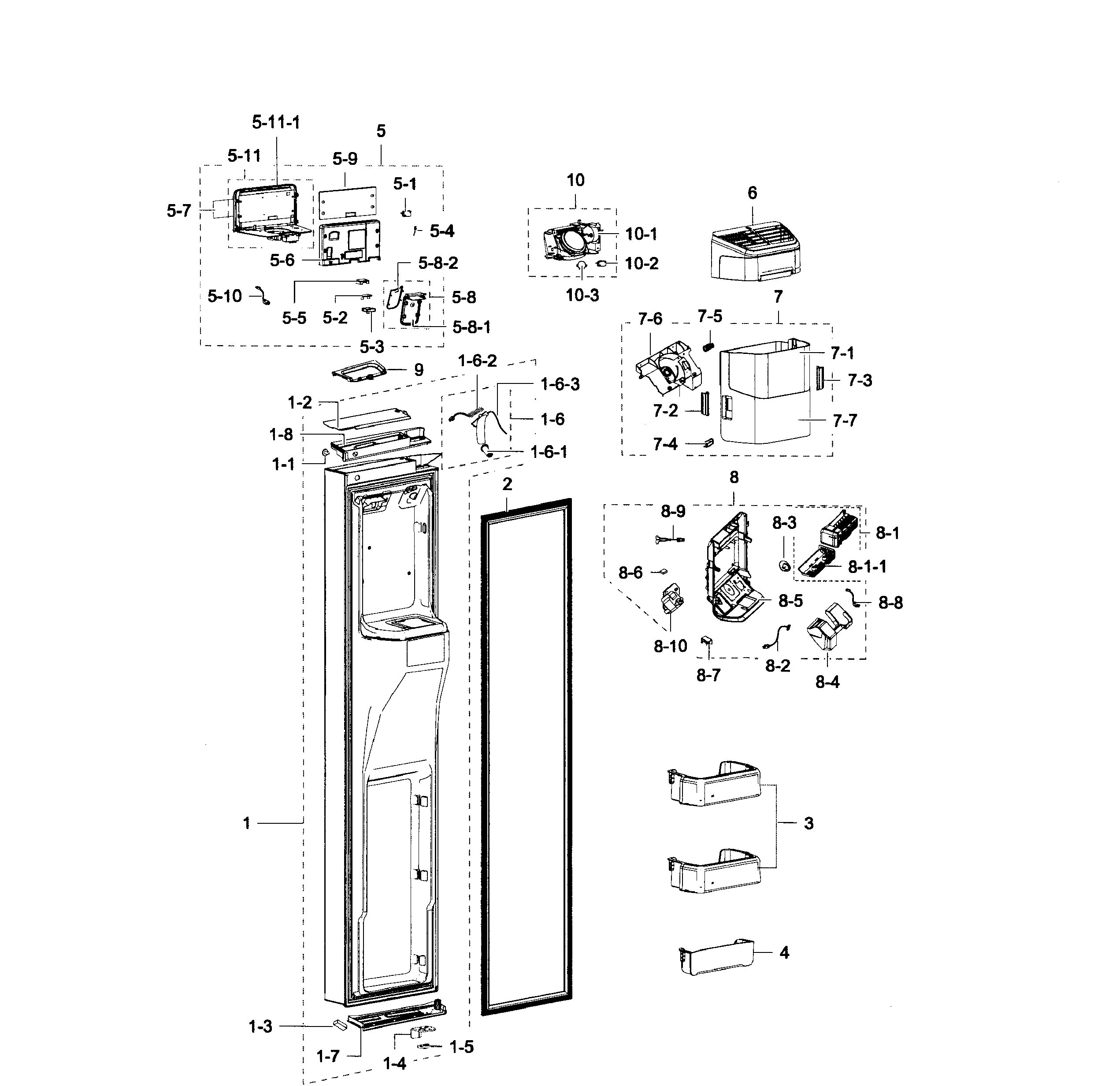 Samsung RSG307AARS/XAA-02 left door diagram
