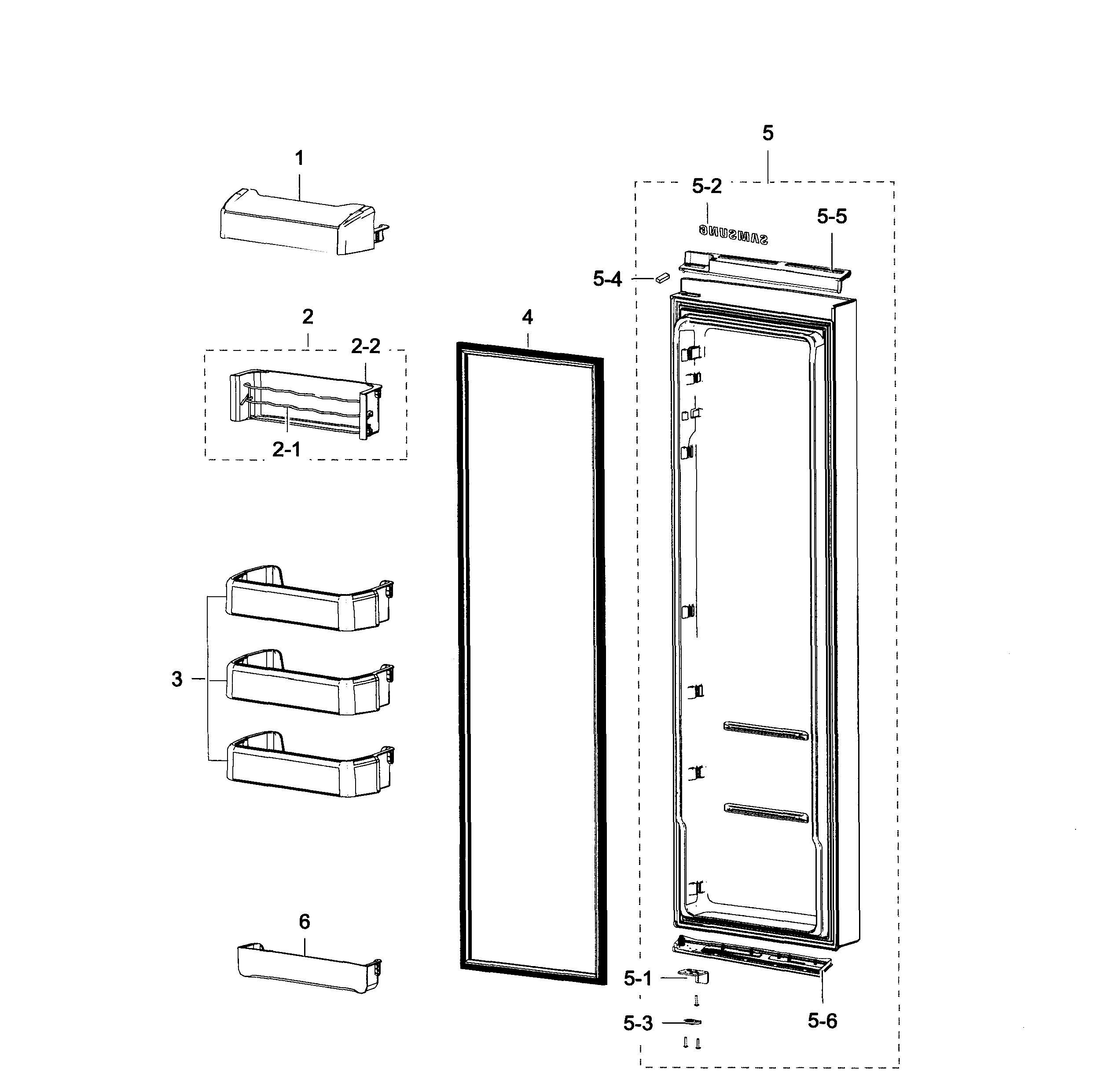 Samsung RSG307AARS/XAA-02 right door diagram