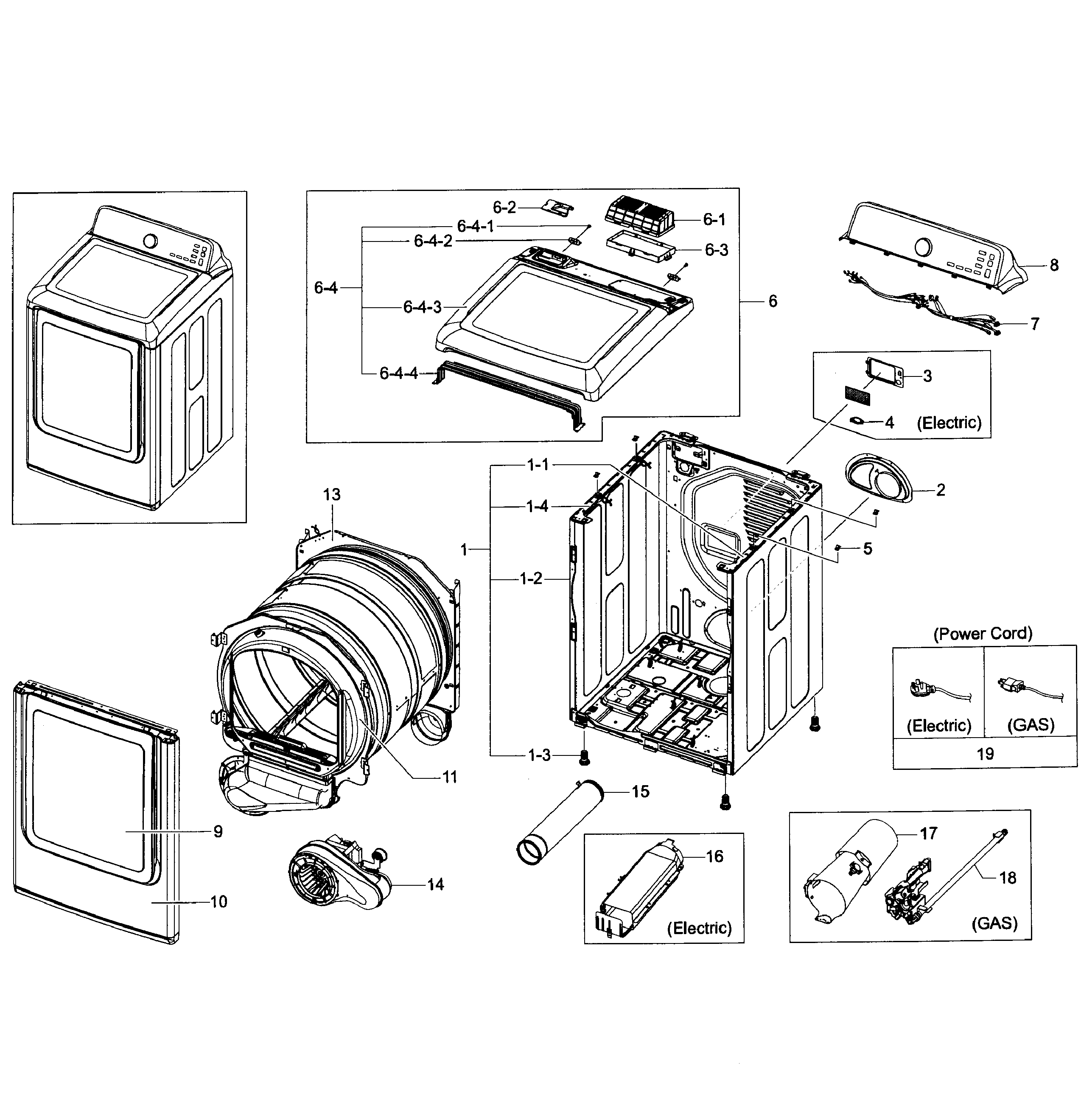 Samsung DV50F9A6EVW/A2-00 main assy diagram