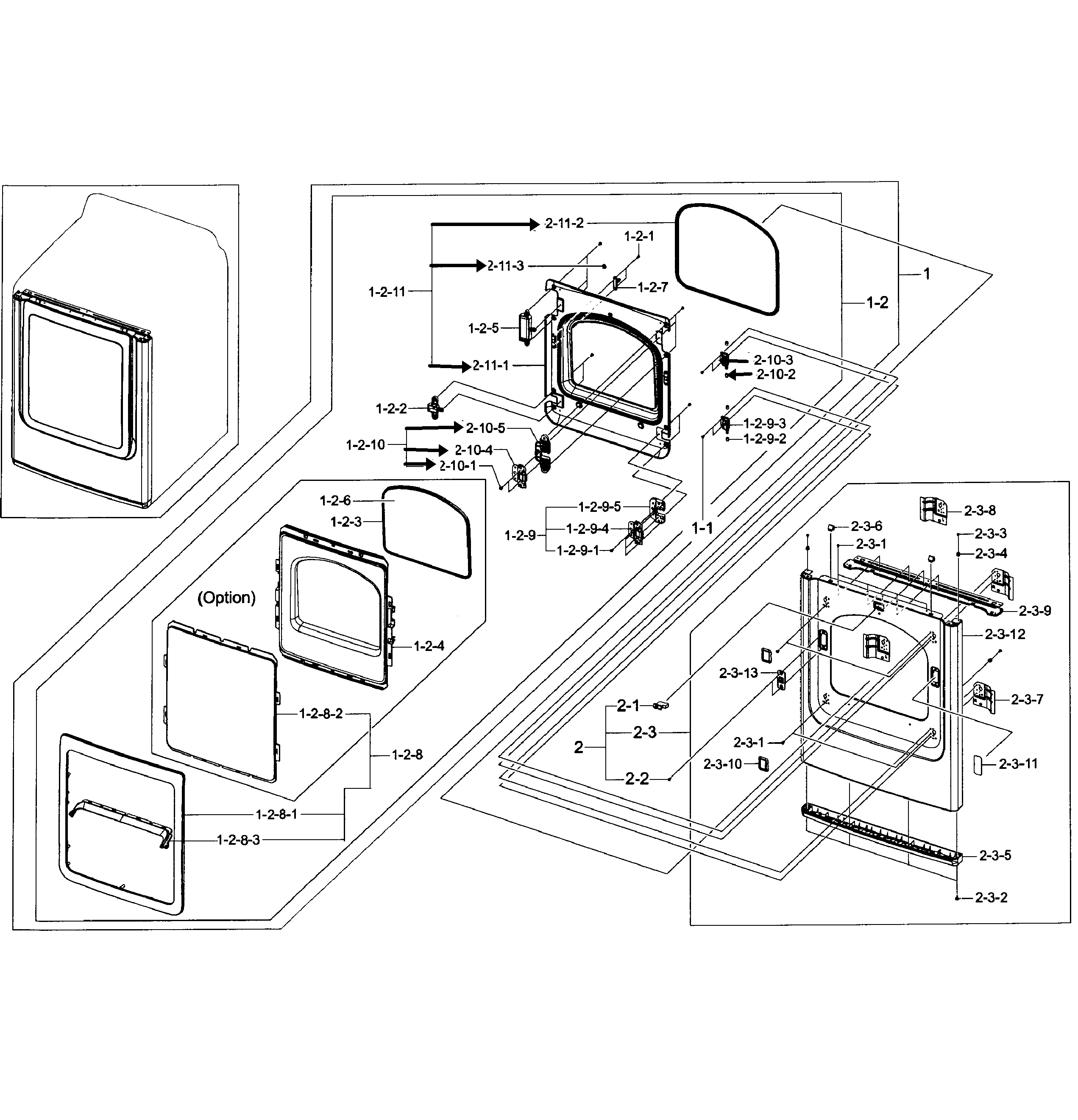 Samsung DV50F9A6EVW/A2-00 front/door assy diagram