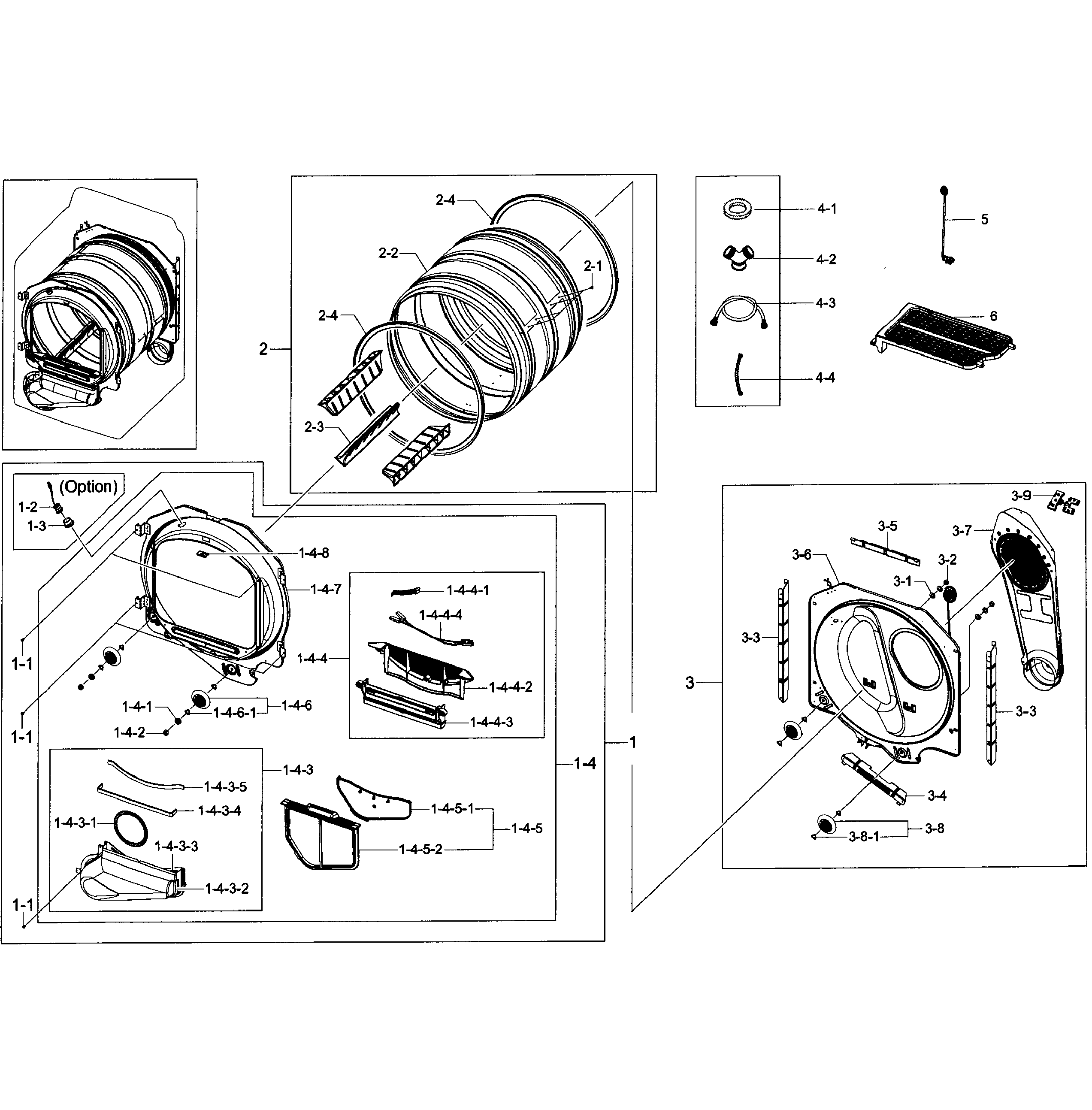 Samsung DV50F9A6EVW/A2-00 drum assy diagram