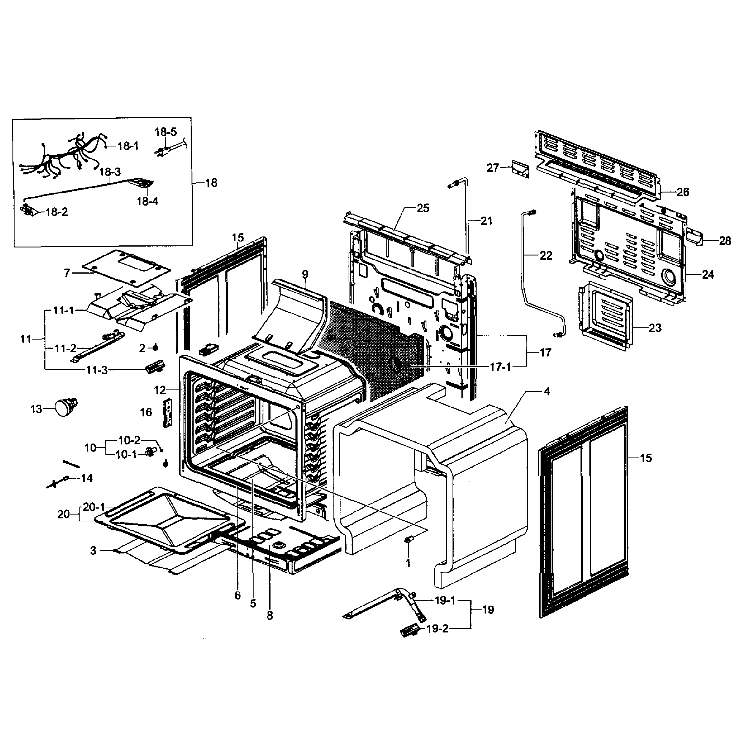 Samsung NX58F5500SS/AA-00 cavity assy diagram
