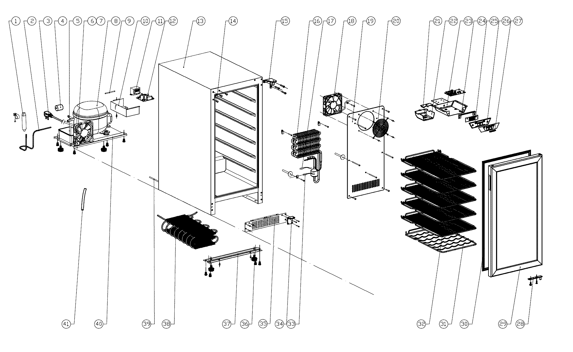 Koldfront BBR900BL cooler assy diagram