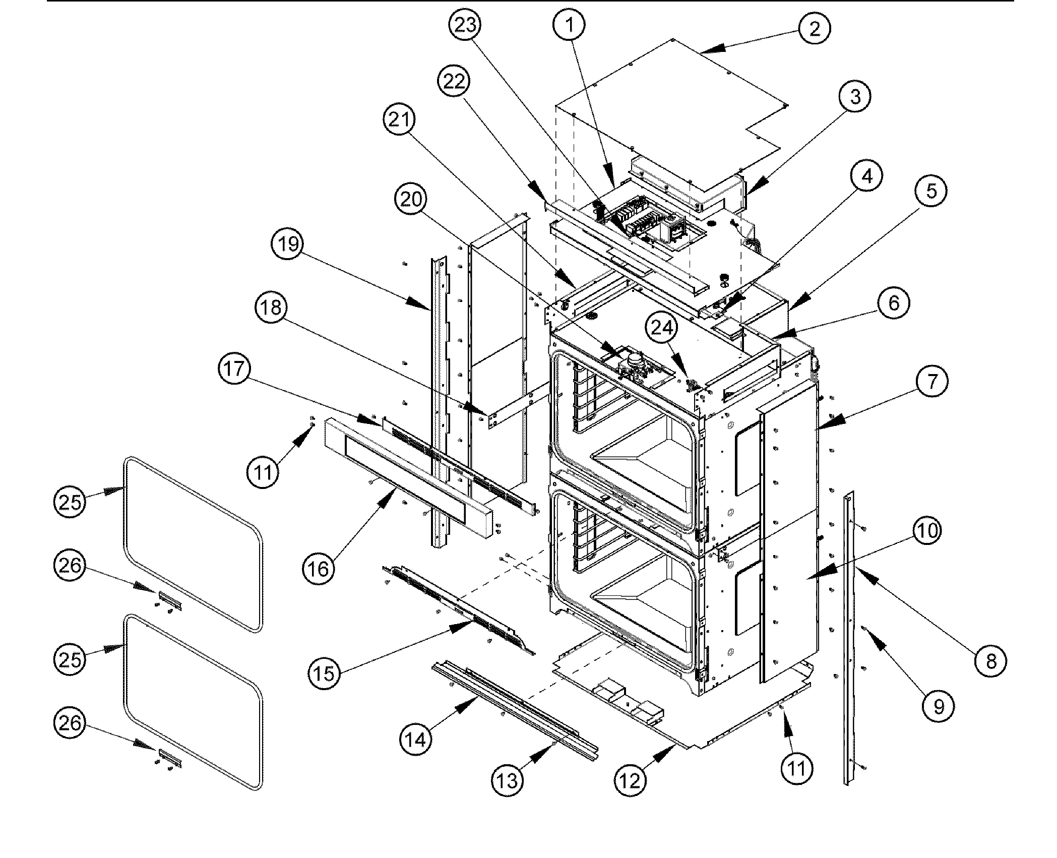 Dacor RO230FS front chassis diagram