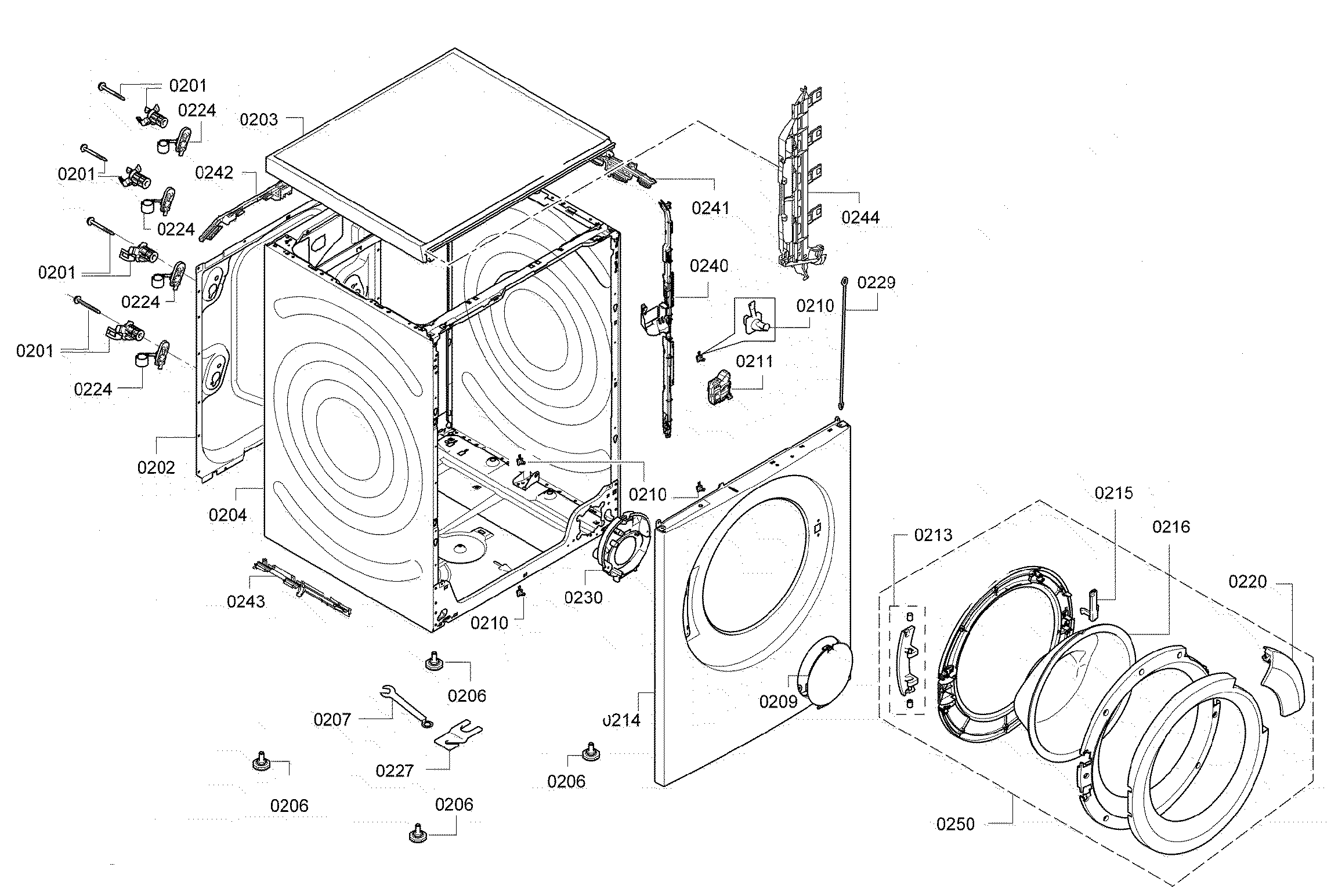 Bosch WAP24200UC/05 base assy diagram