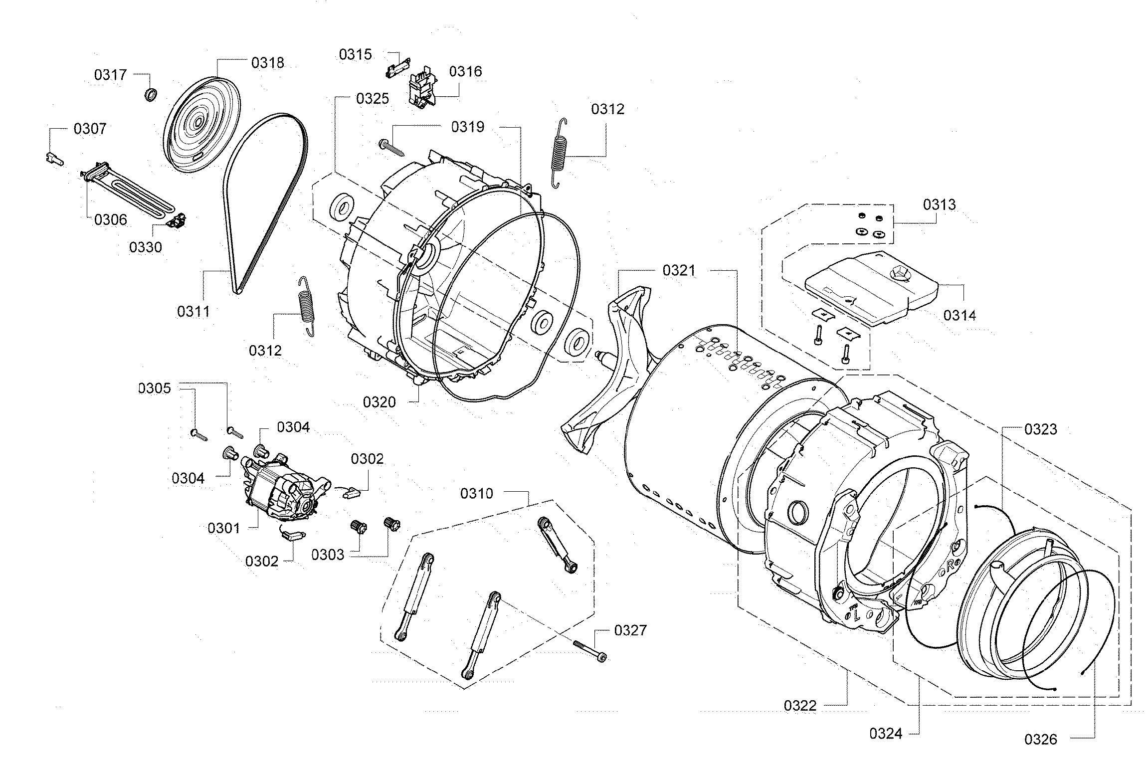 Bosch WAP24200UC/05 drum assy diagram