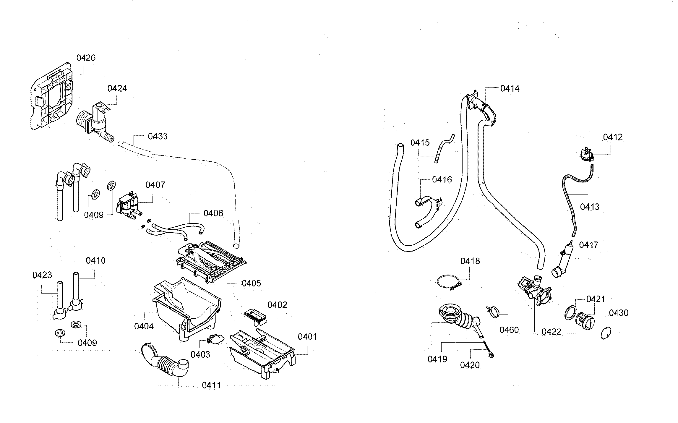 Bosch WAP24200UC/05 dispenser assy diagram