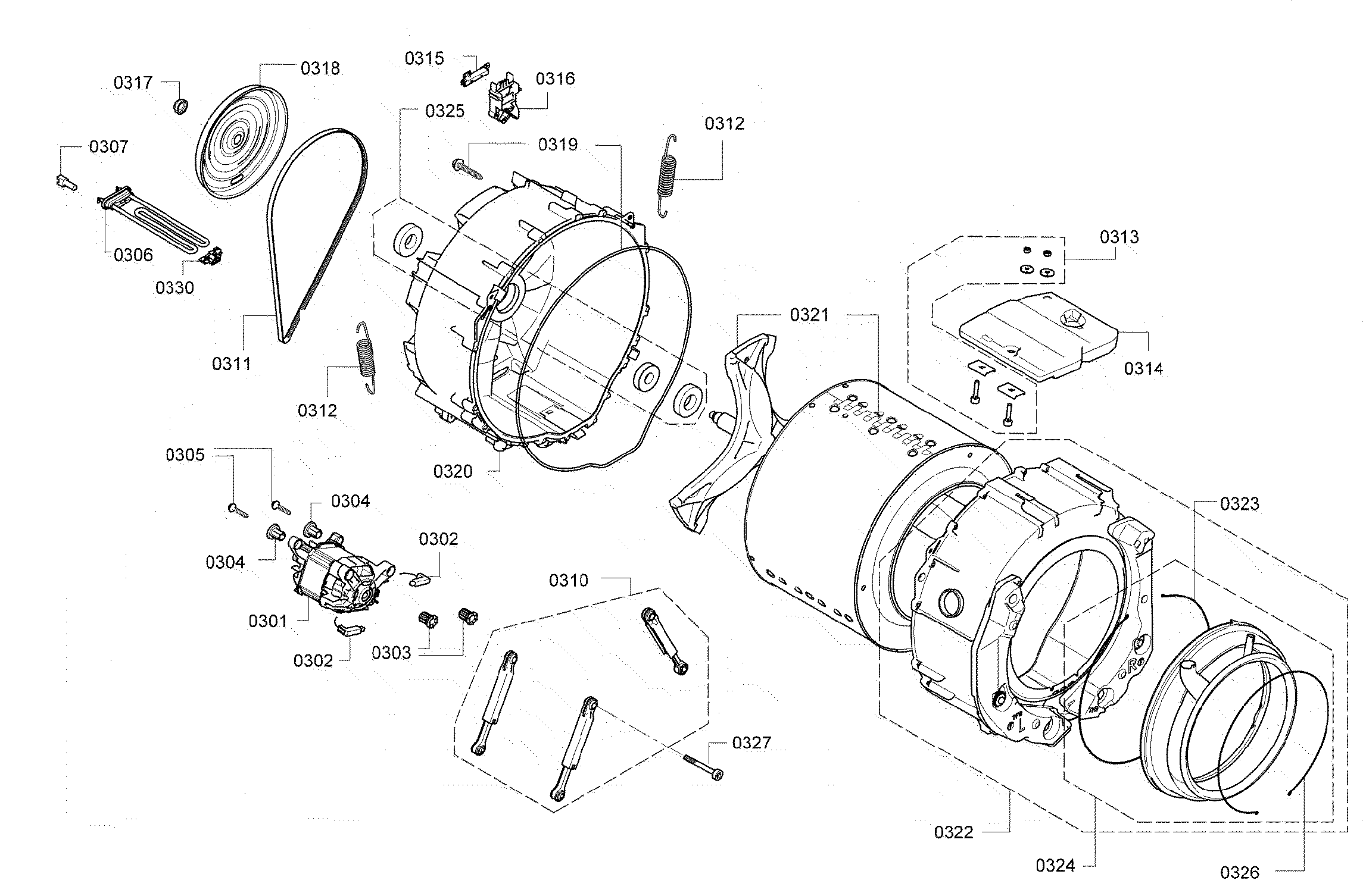 Bosch WAP24201UC/05 drum assy diagram