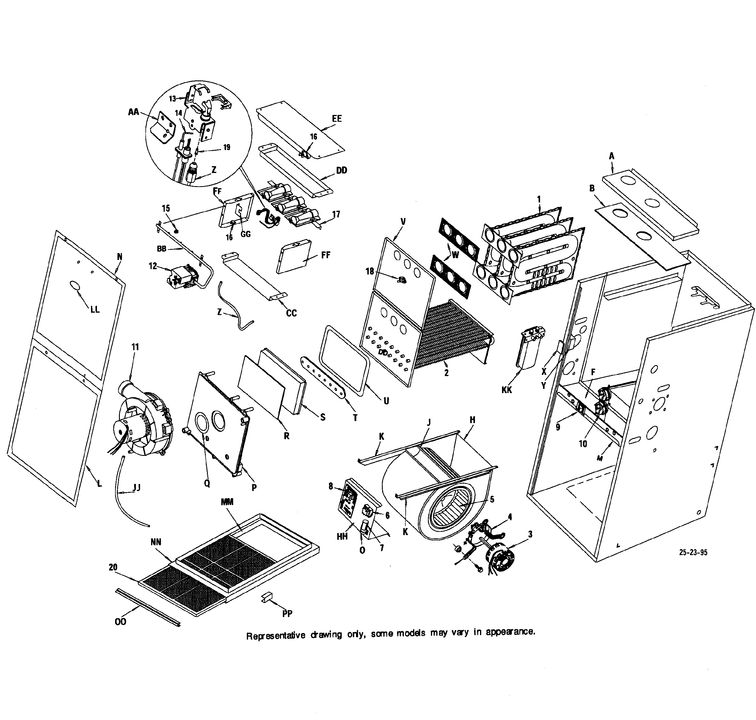ICP C9MPT125L20A3 furnace assy diagram