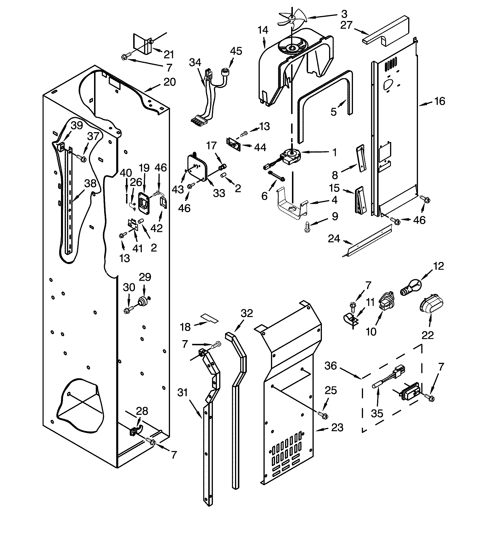 Dacor DYF42BIWS00 liner & air flow parts diagram