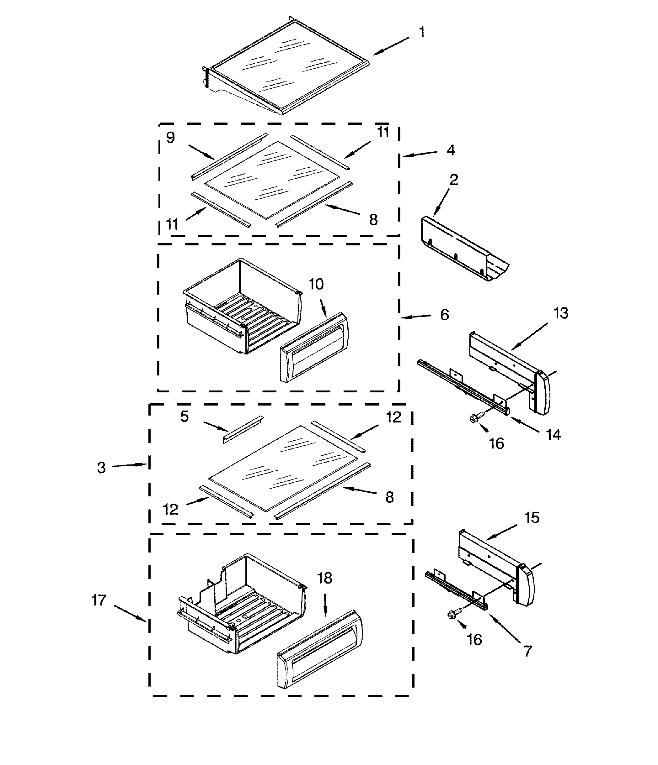 Dacor DYF42BIWS00 ref shelf parts diagram