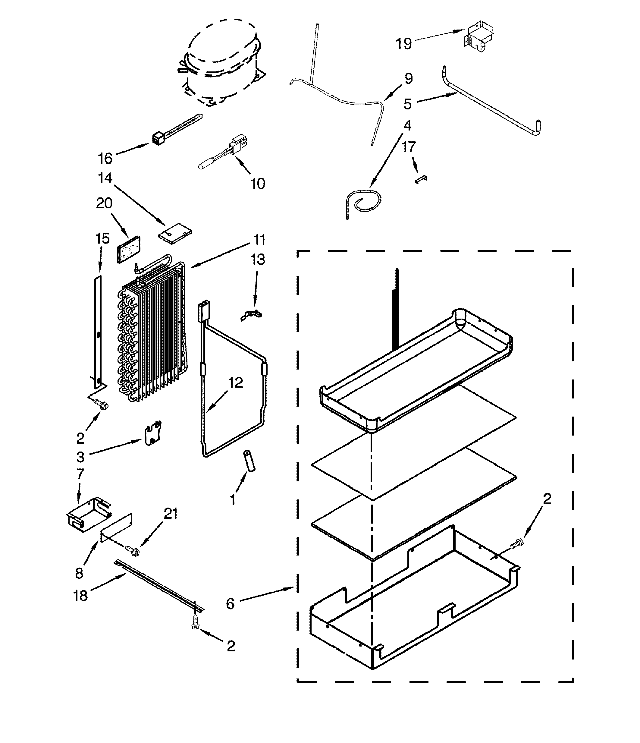 Dacor DYF42BIWS00 lower unit & tube parts diagram