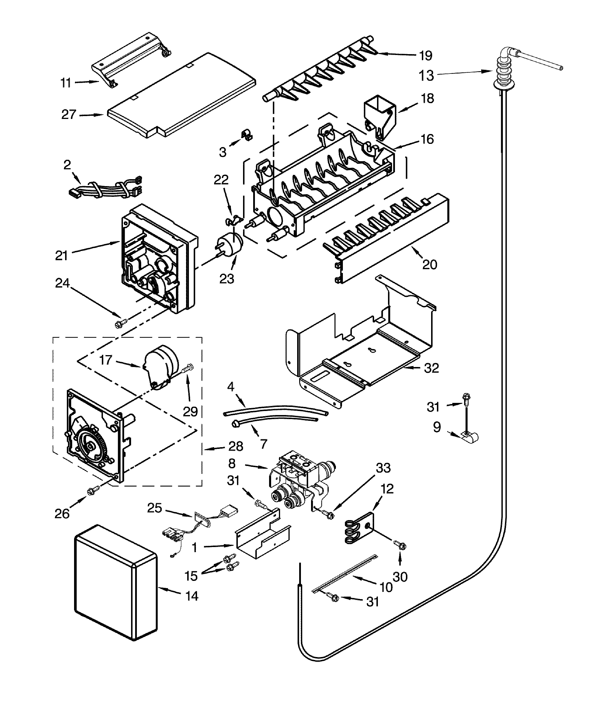 Dacor DYF42BIWS00 icemaker parts diagram