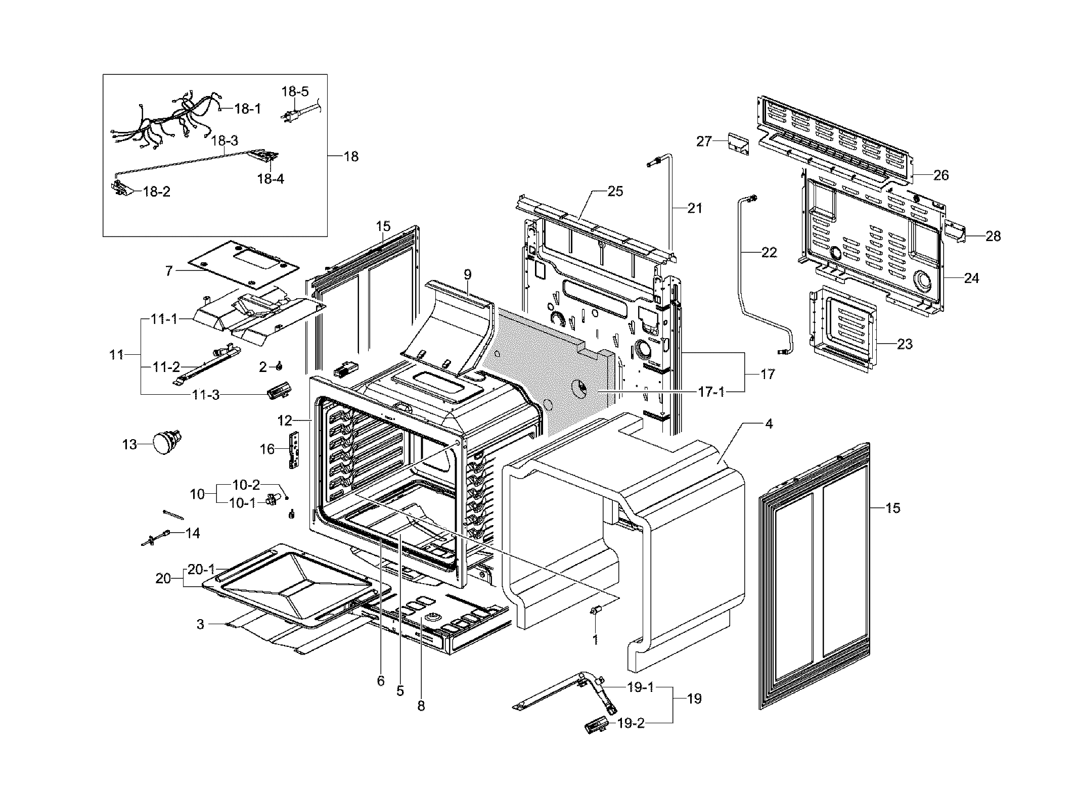 Samsung NX58F5500SB/AA-00 cavity diagram