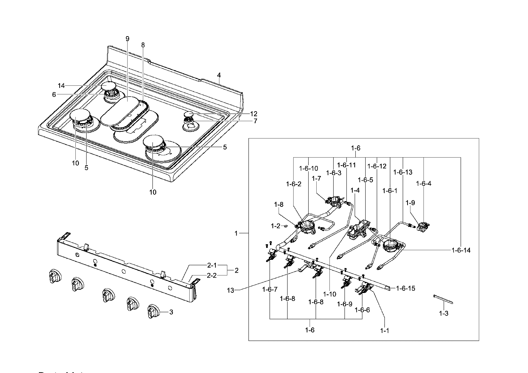 Samsung NX58F5500SB/AA-00 cooktop diagram