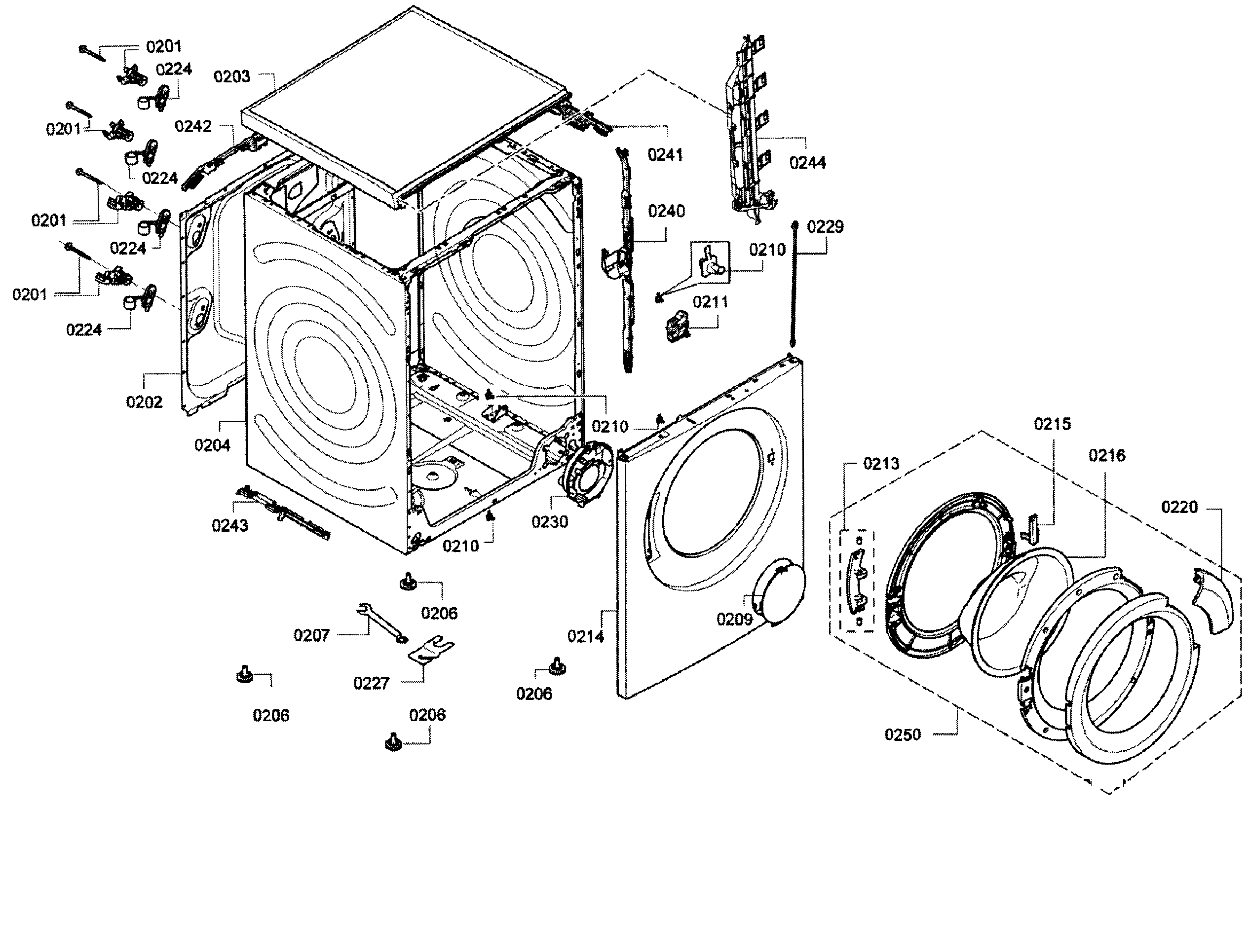 Bosch WAP24200UC/11 base assy diagram