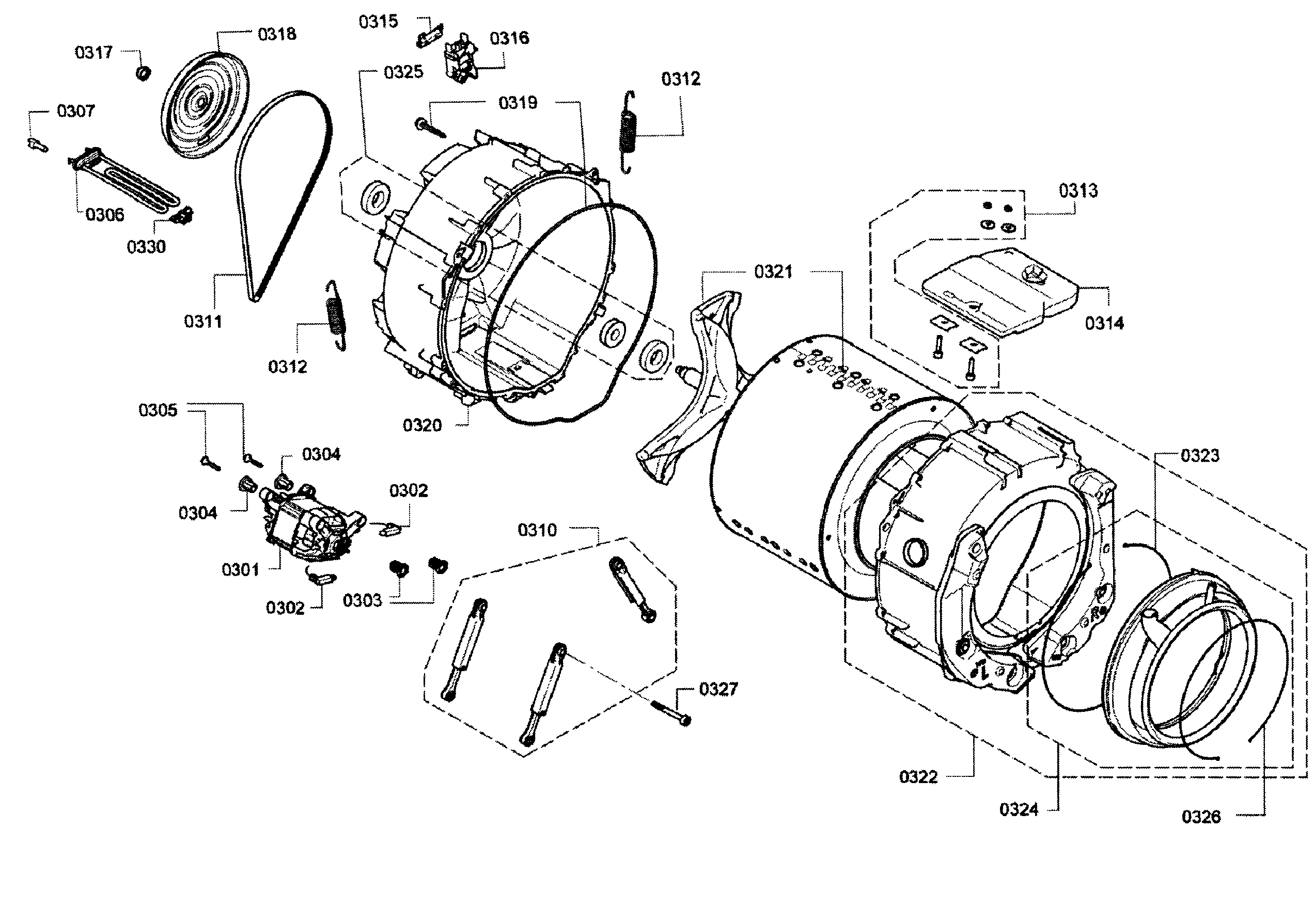 Bosch WAP24200UC/11 drum assy diagram