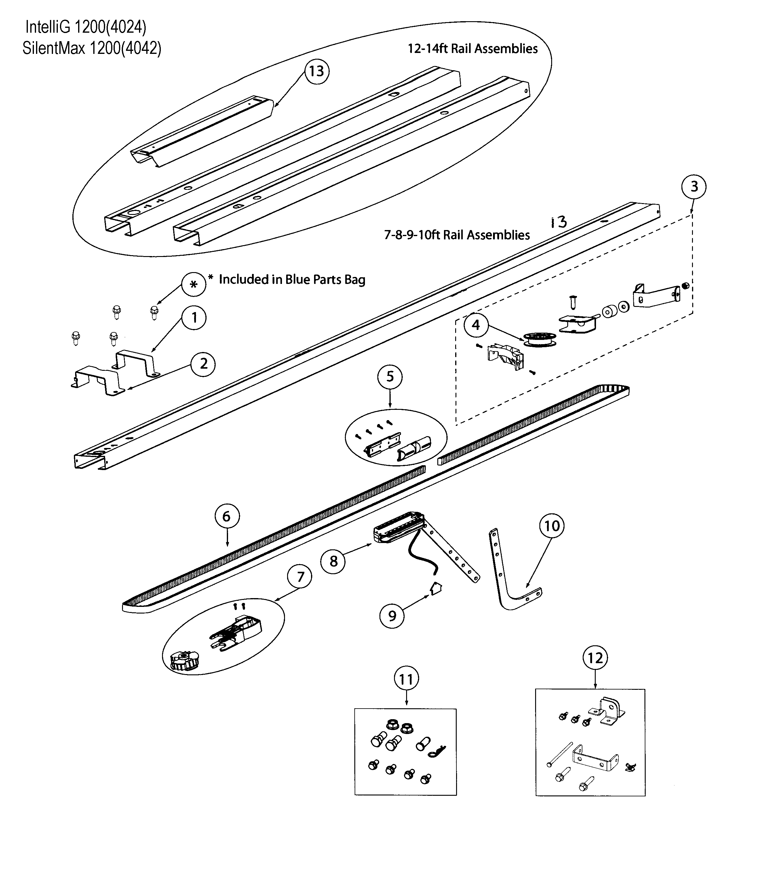Genie 4024 belt rail assy diagram