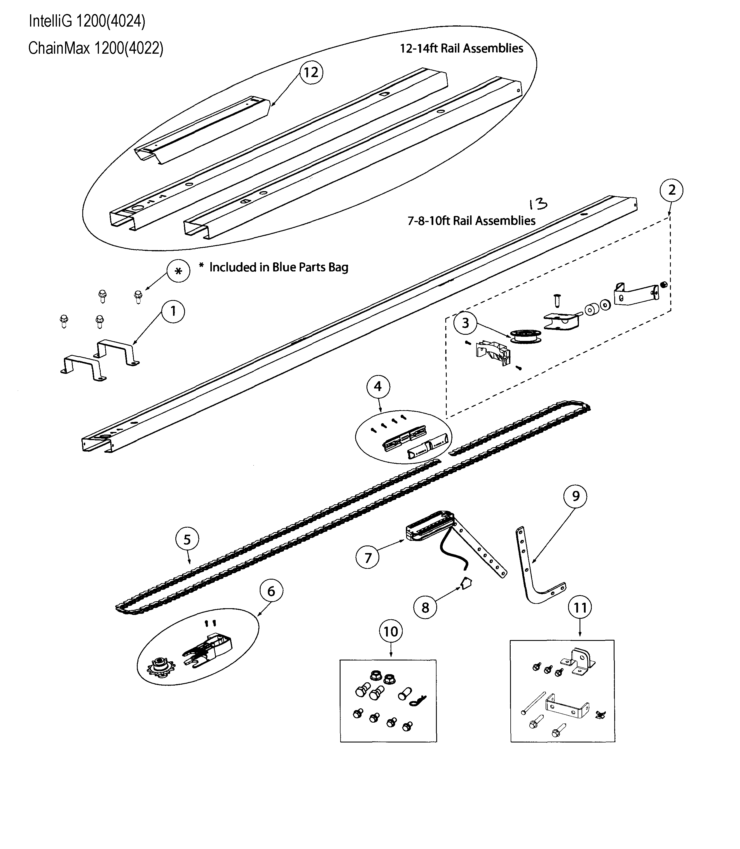 Genie 4024 chain rail assy diagram