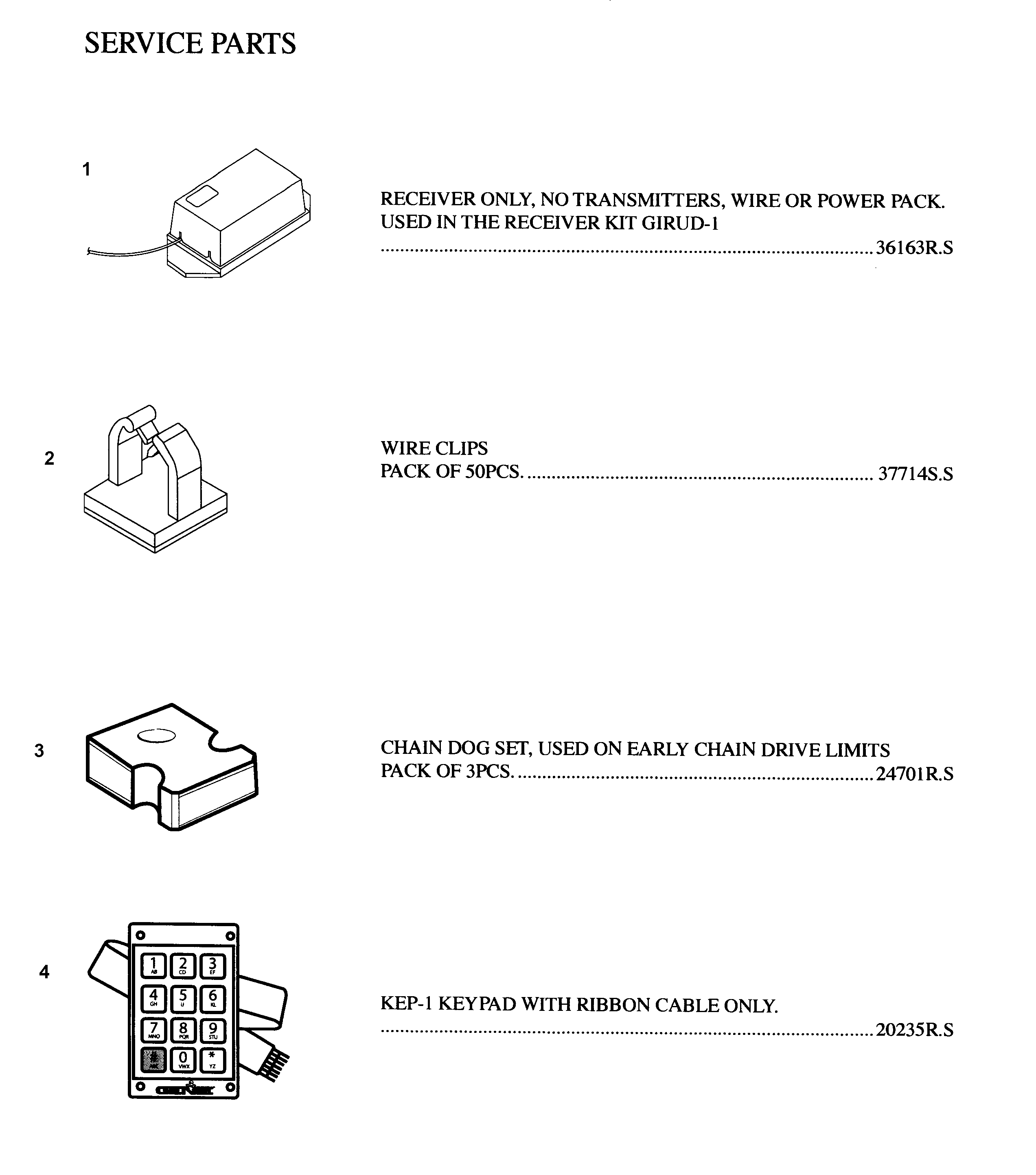 Genie 4024 accessories diagram