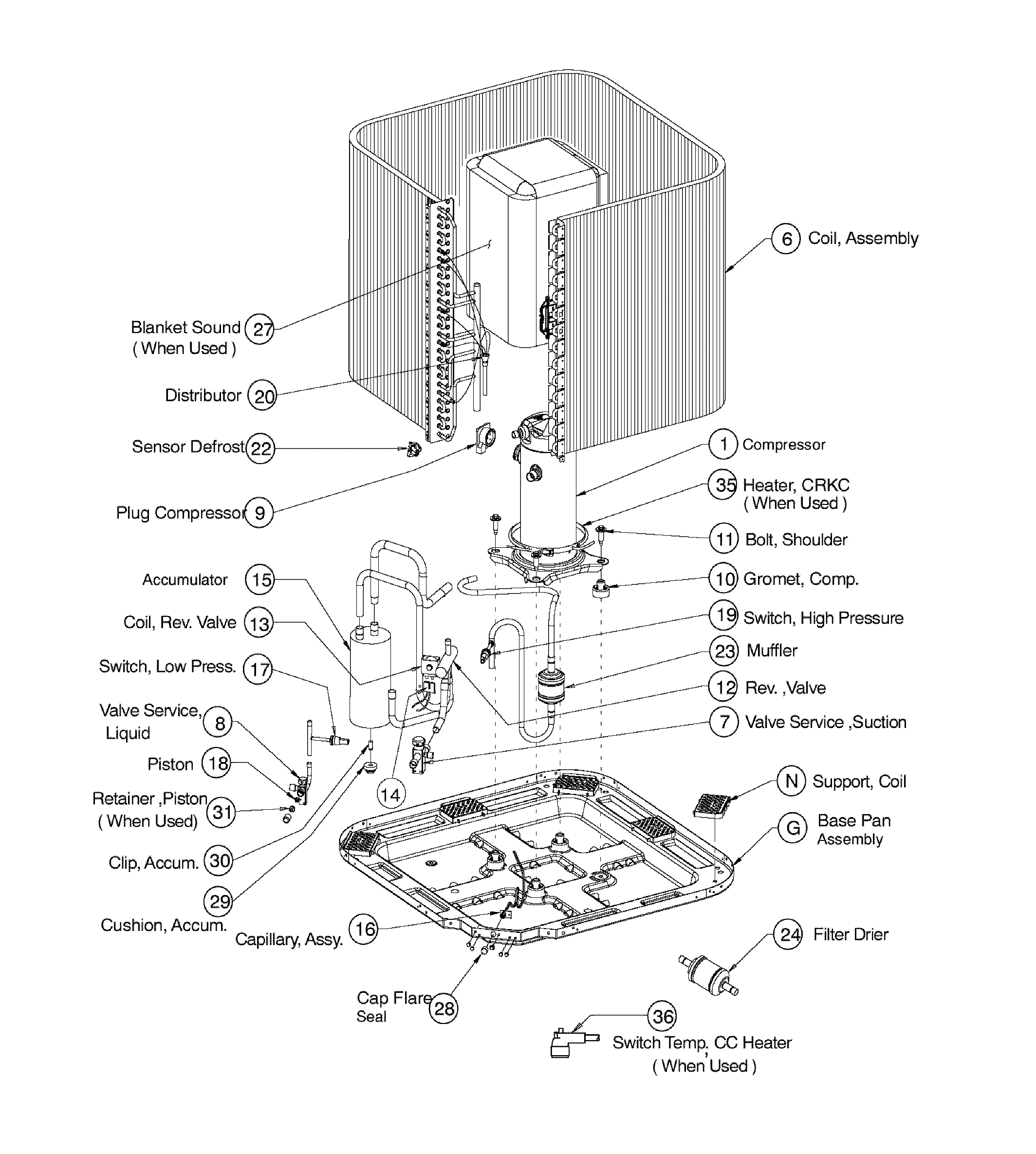ICP N4H324AKE100 compressor assy diagram