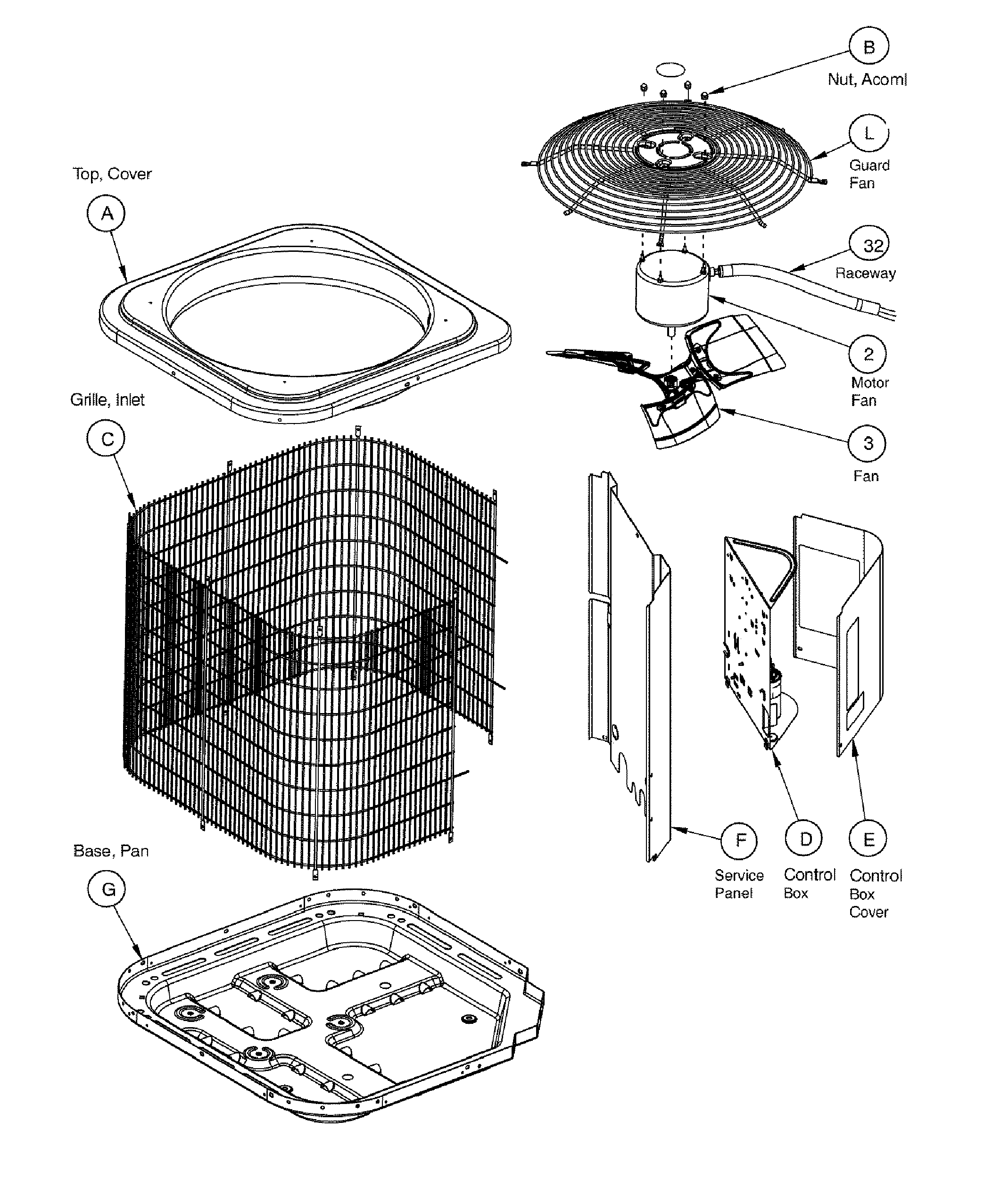 ICP N4H342AKE100 cabinet assy diagram