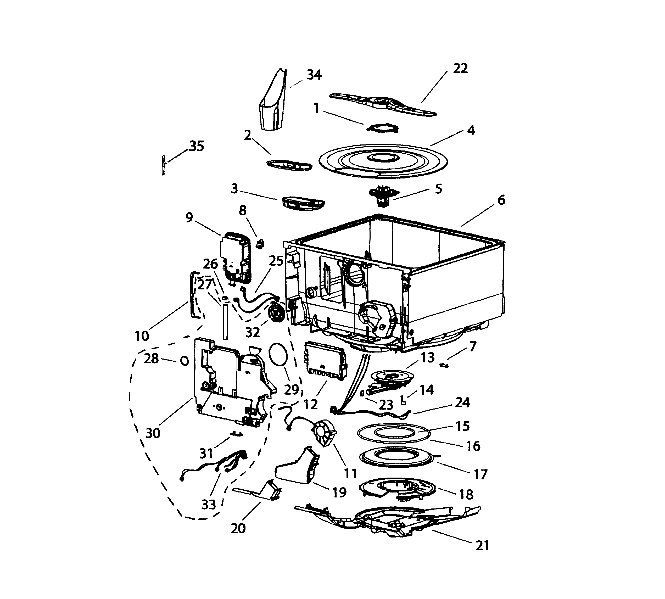 Fisher & Paykel DD603-88270 tubs & components diagram