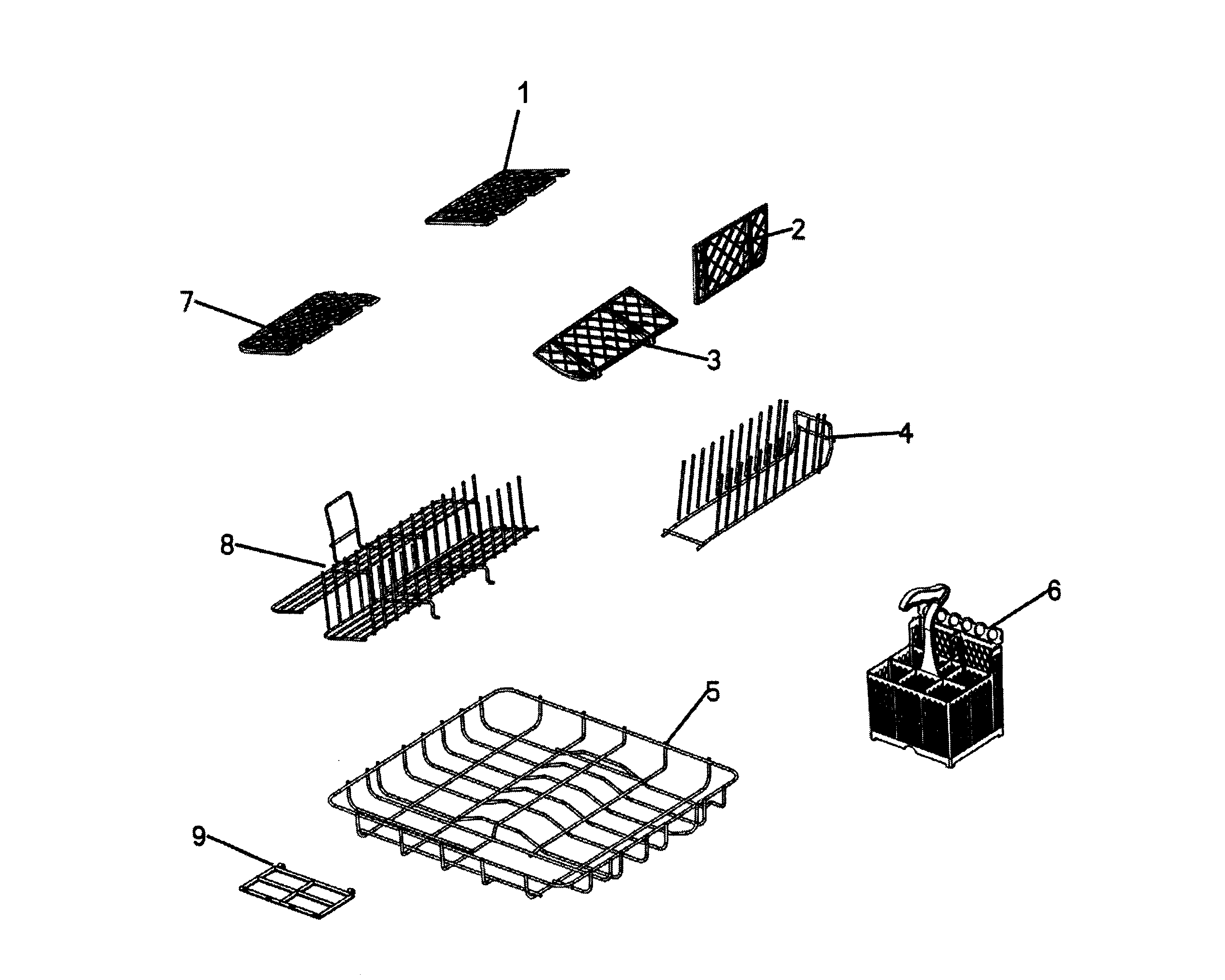 Fisher & Paykel DD603-88270 baskets/racks diagram