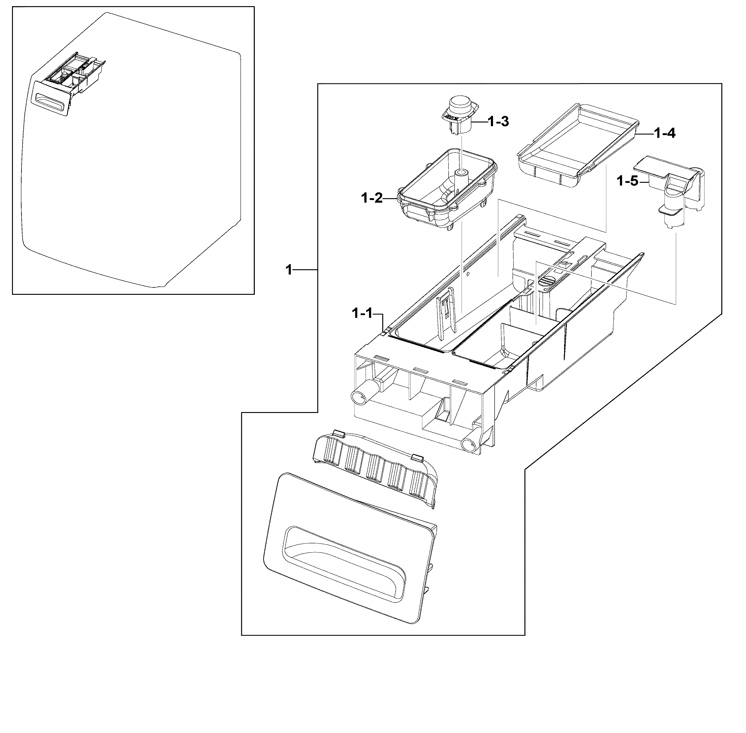 Samsung WF220ANW/XAA-01 drawer assy diagram