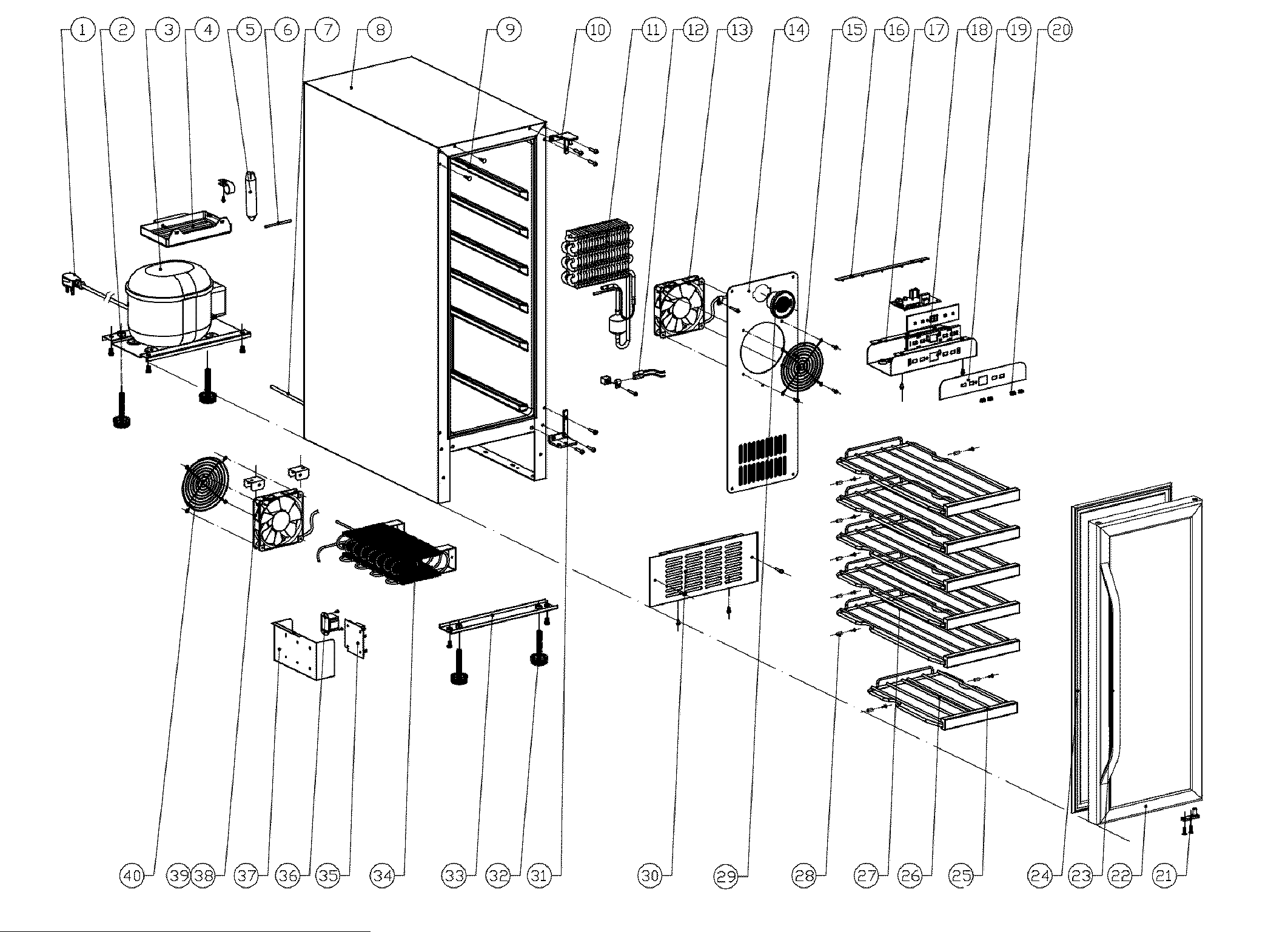 Edgestar CWR181SZ cooler assy diagram