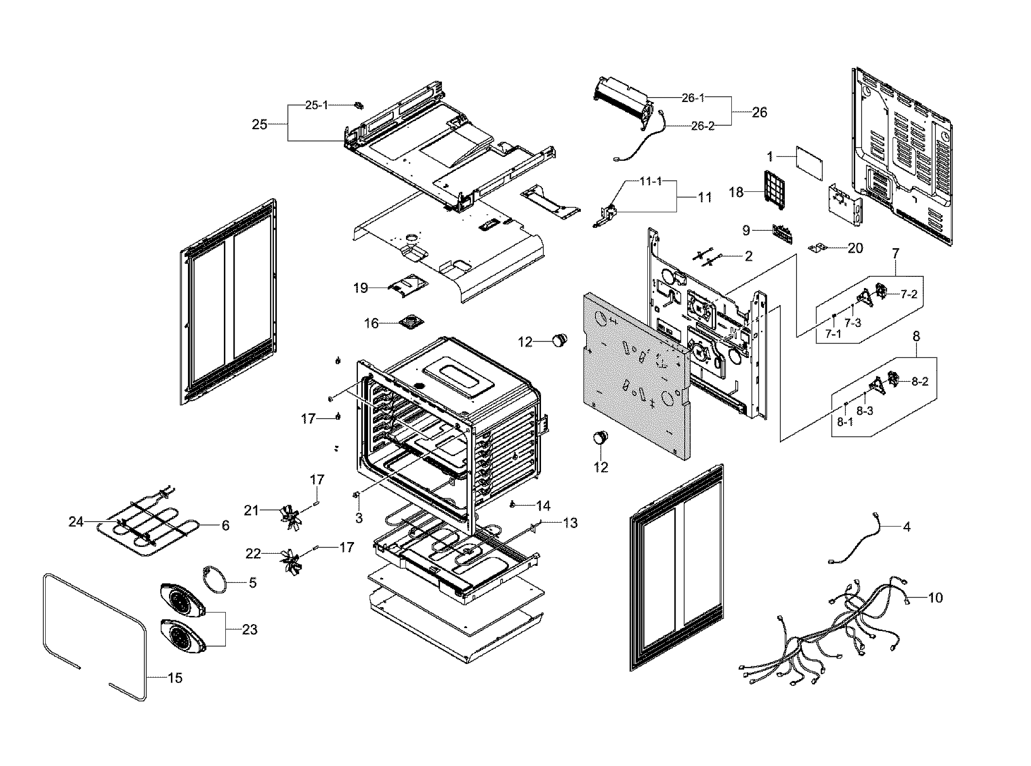 Samsung NE58F9710WS/AA-00 main assy diagram