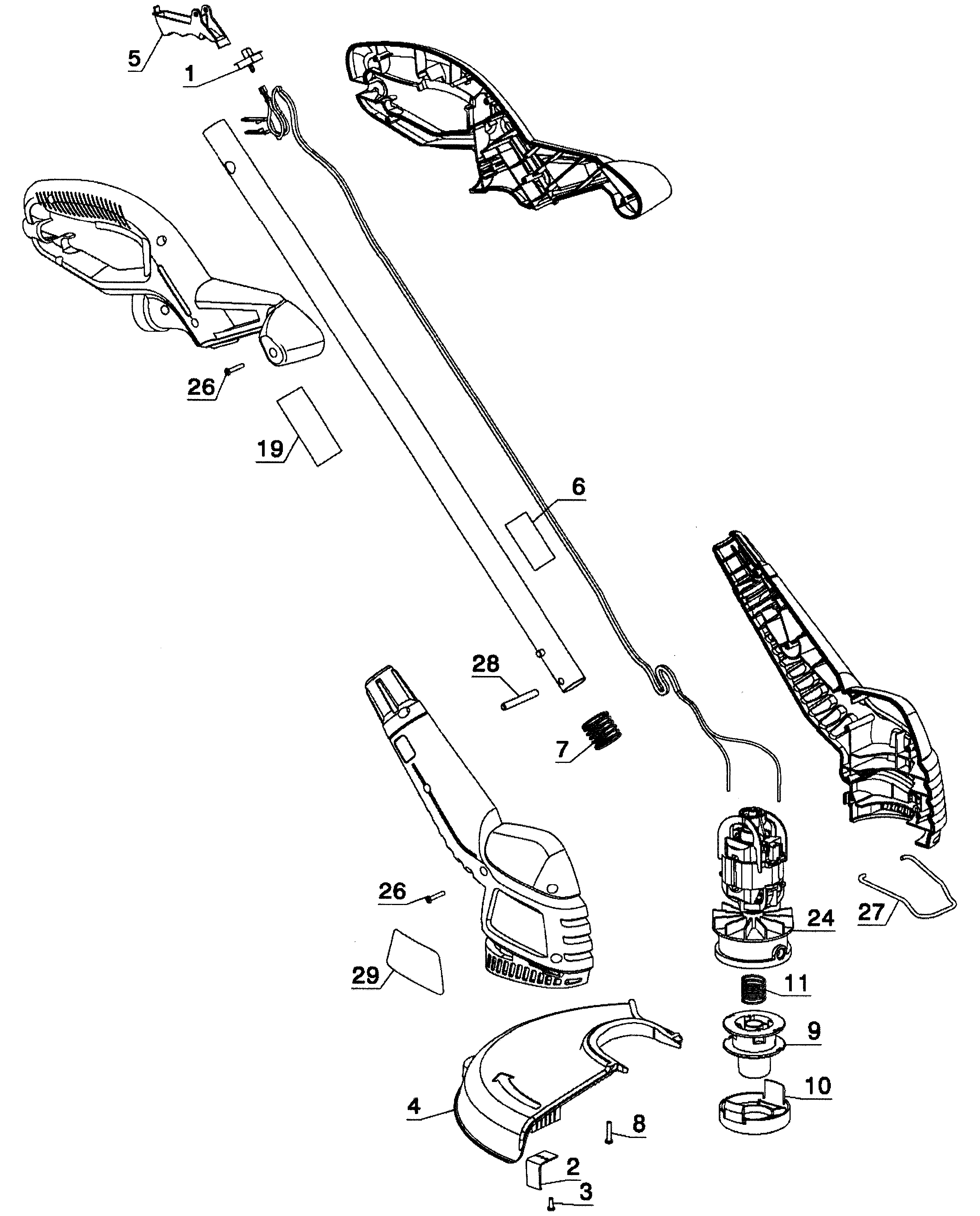 Black & Decker ST4500 TYPE 3 trimmer assy diagram