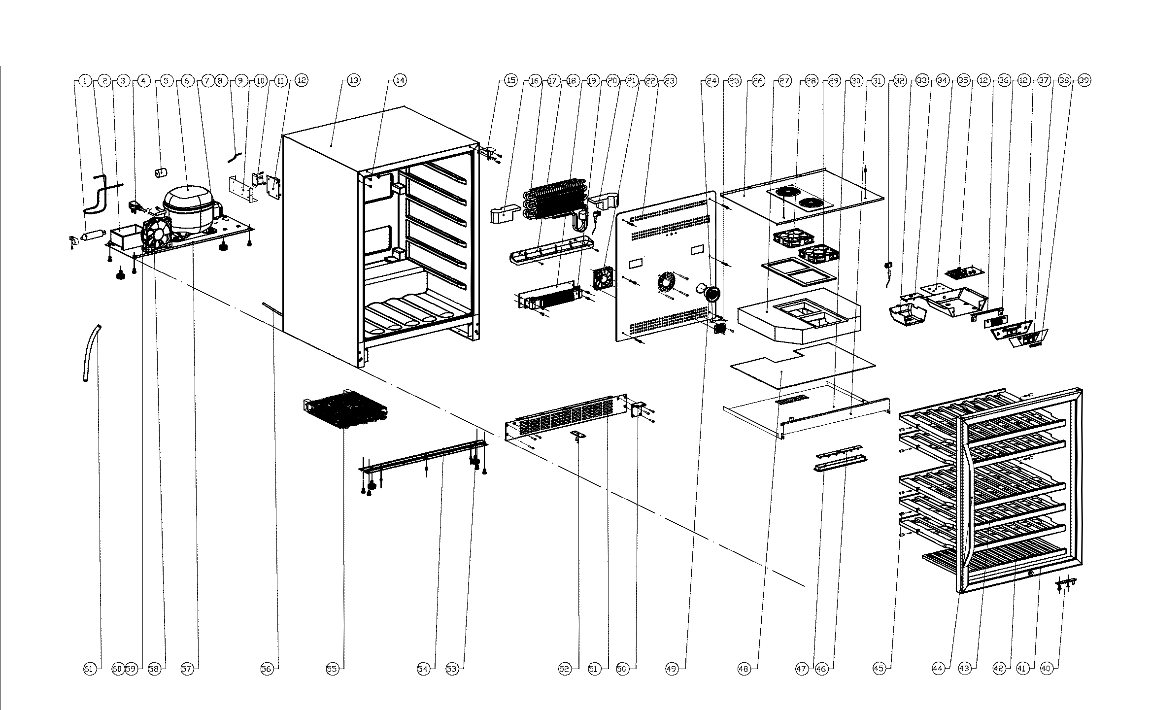 Edgestar CWR461DZ cooler assy diagram