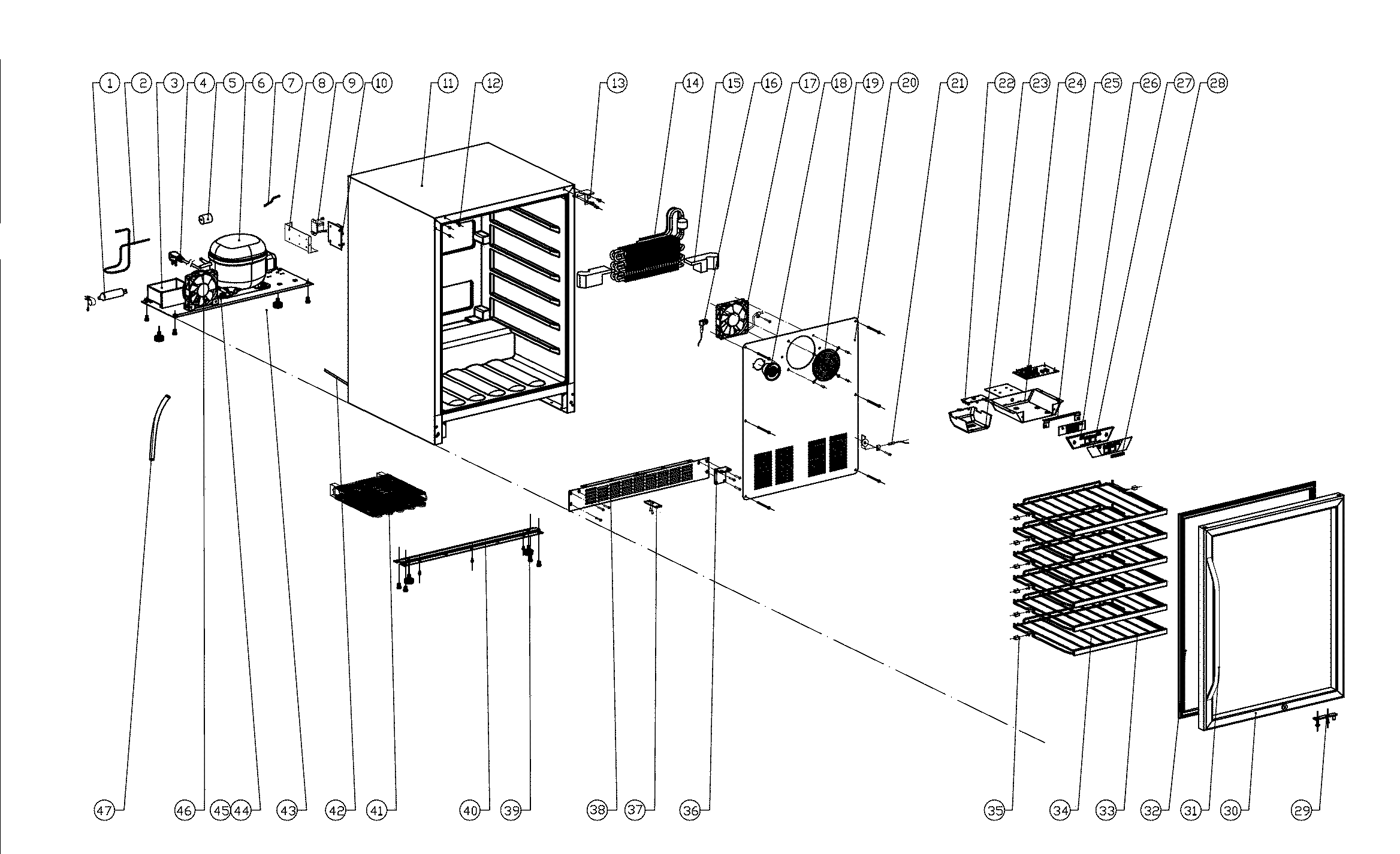 Edgestar CWR531SZ cooler assy diagram
