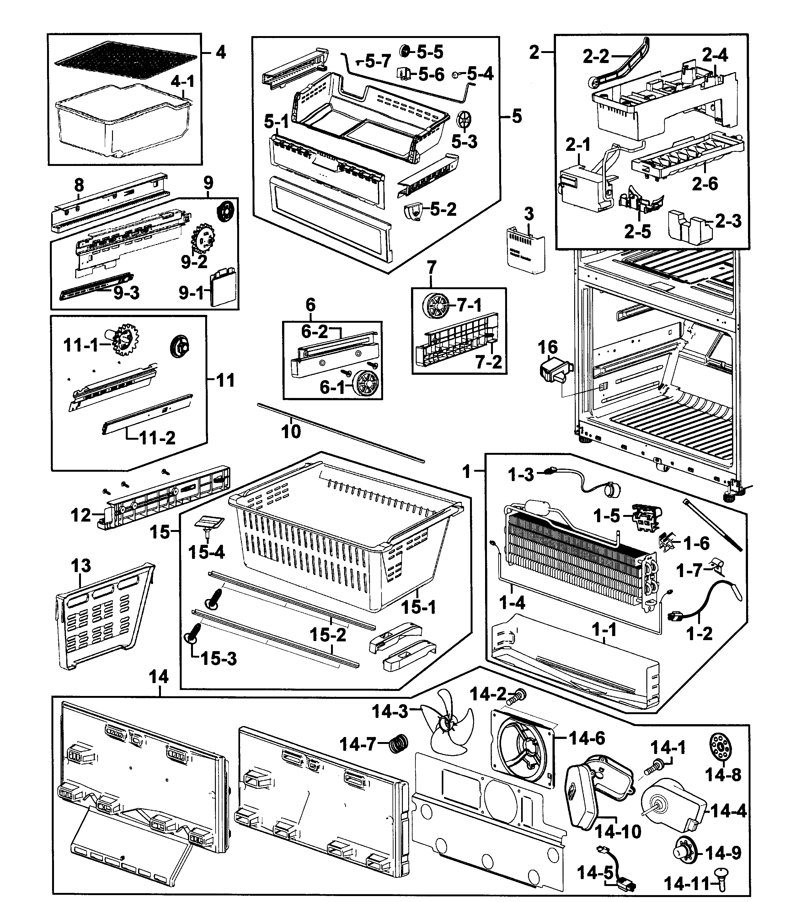 Samsung RF266AERS/XAA-00 freezer assy diagram