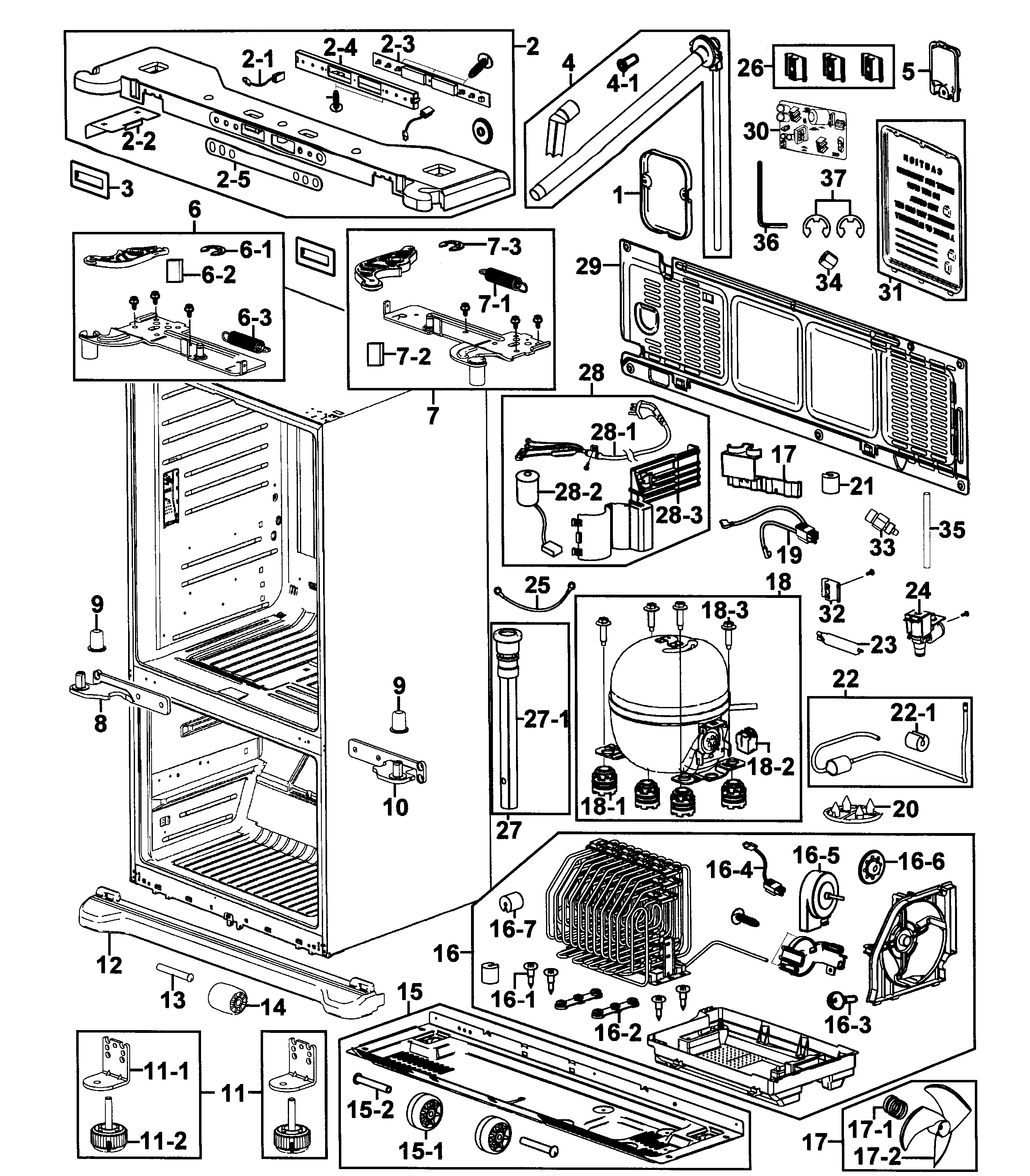 Samsung RF266AERS/XAA-00 cabinet assy diagram