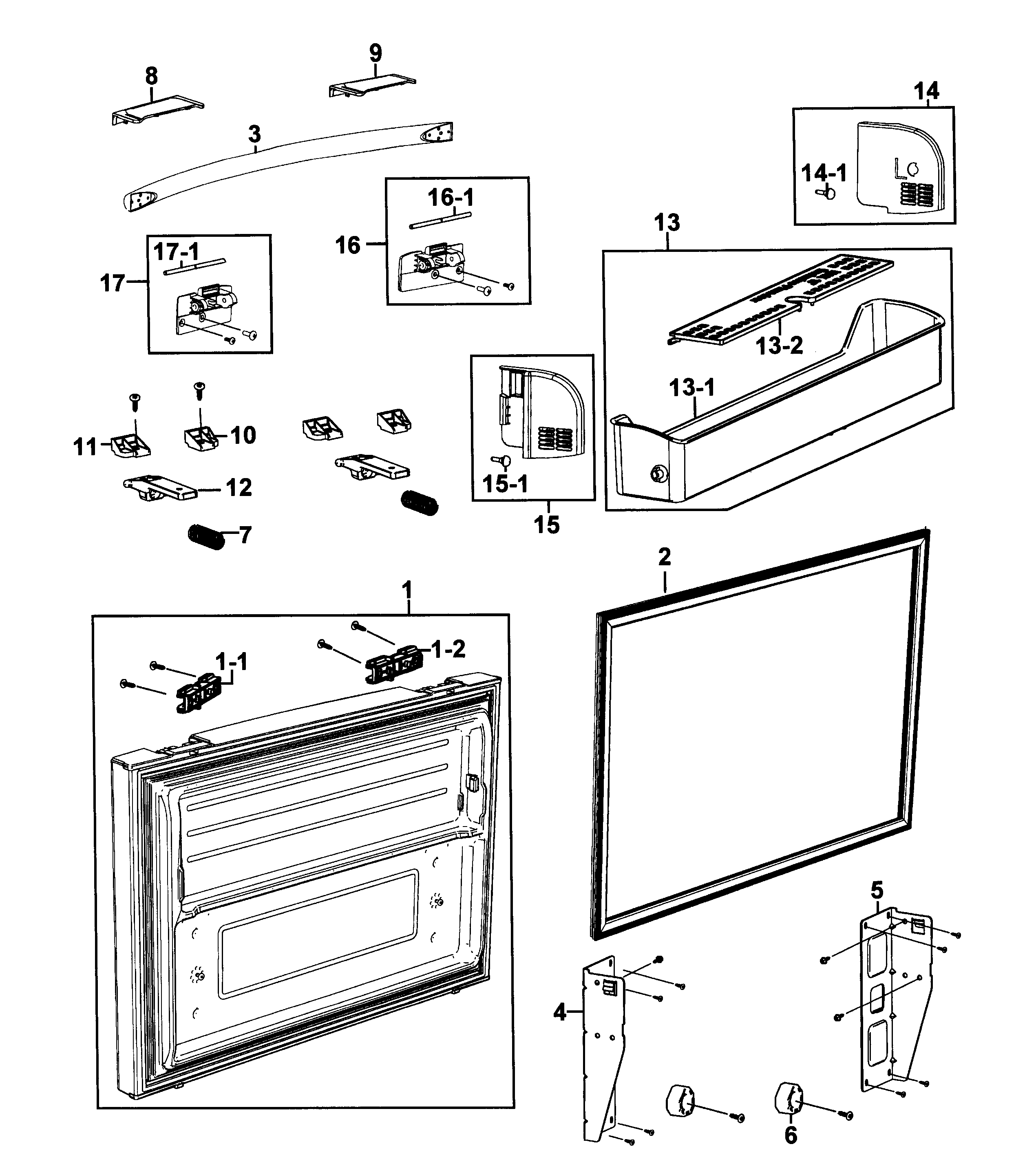 Samsung RF266AERS/XAA-00 freezer door diagram